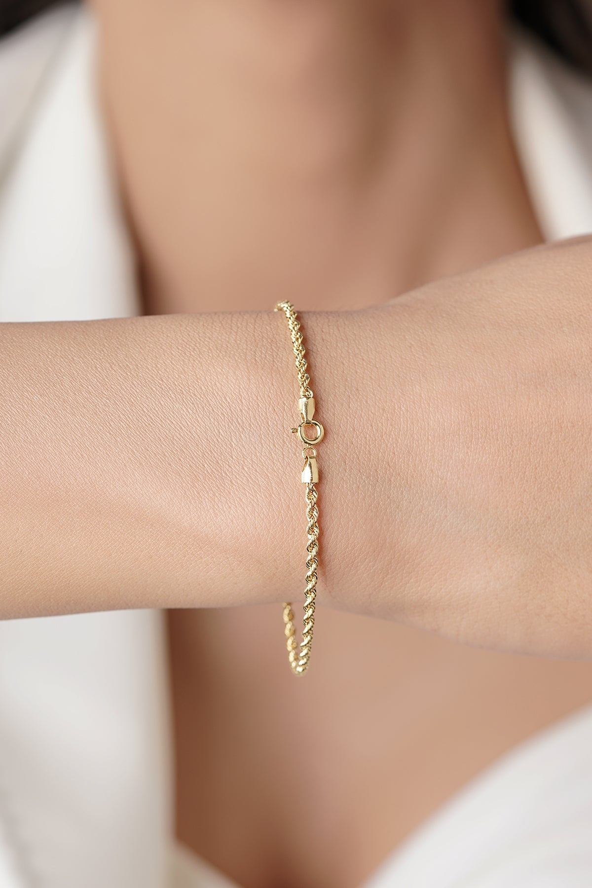 14K Gold Rope Chain Bracelet