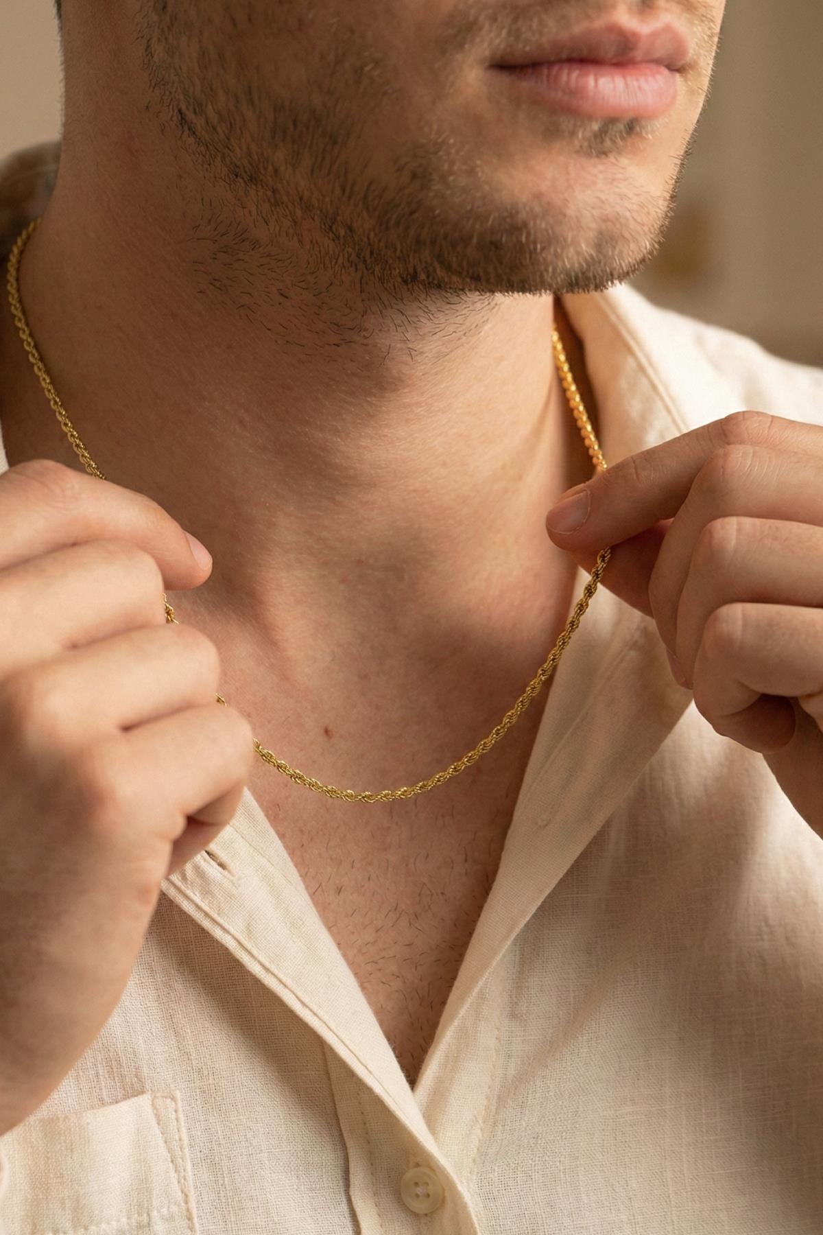 14K Gold Rope Chain For Men 0.102 inch