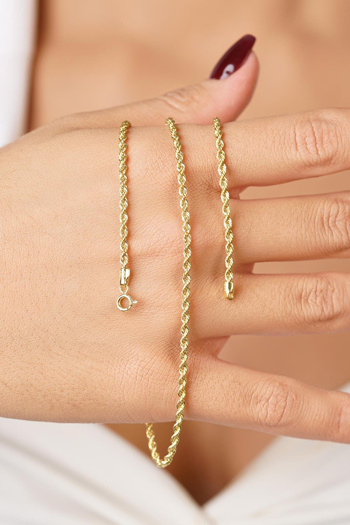 14K Gold Rope Chain Necklace
