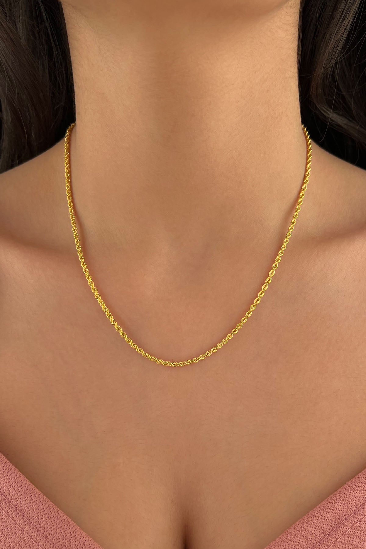 14K Gold Rope Chain Necklace
