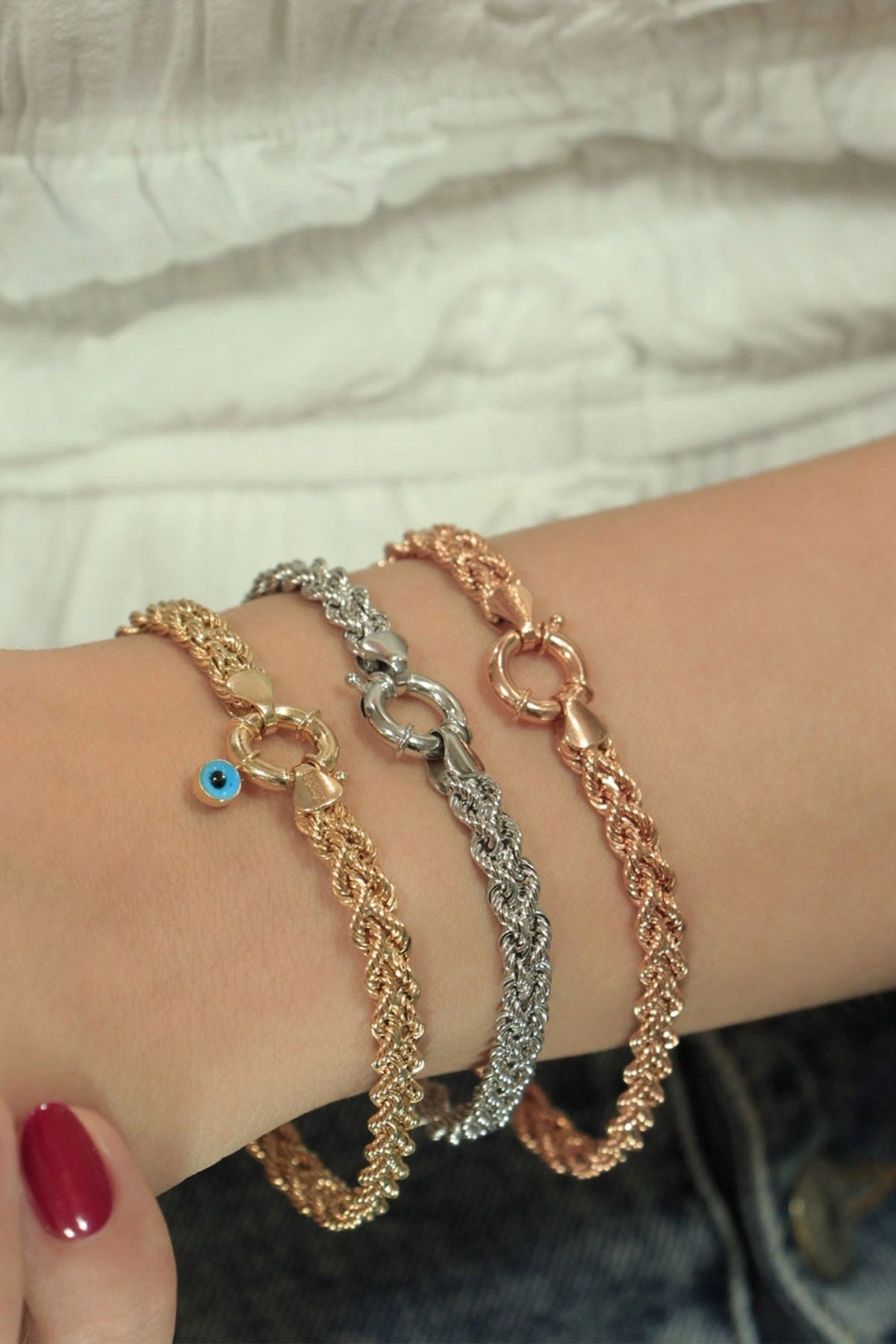 14K Gold Rope Knitting Chain Set (Bracelet - Chain )