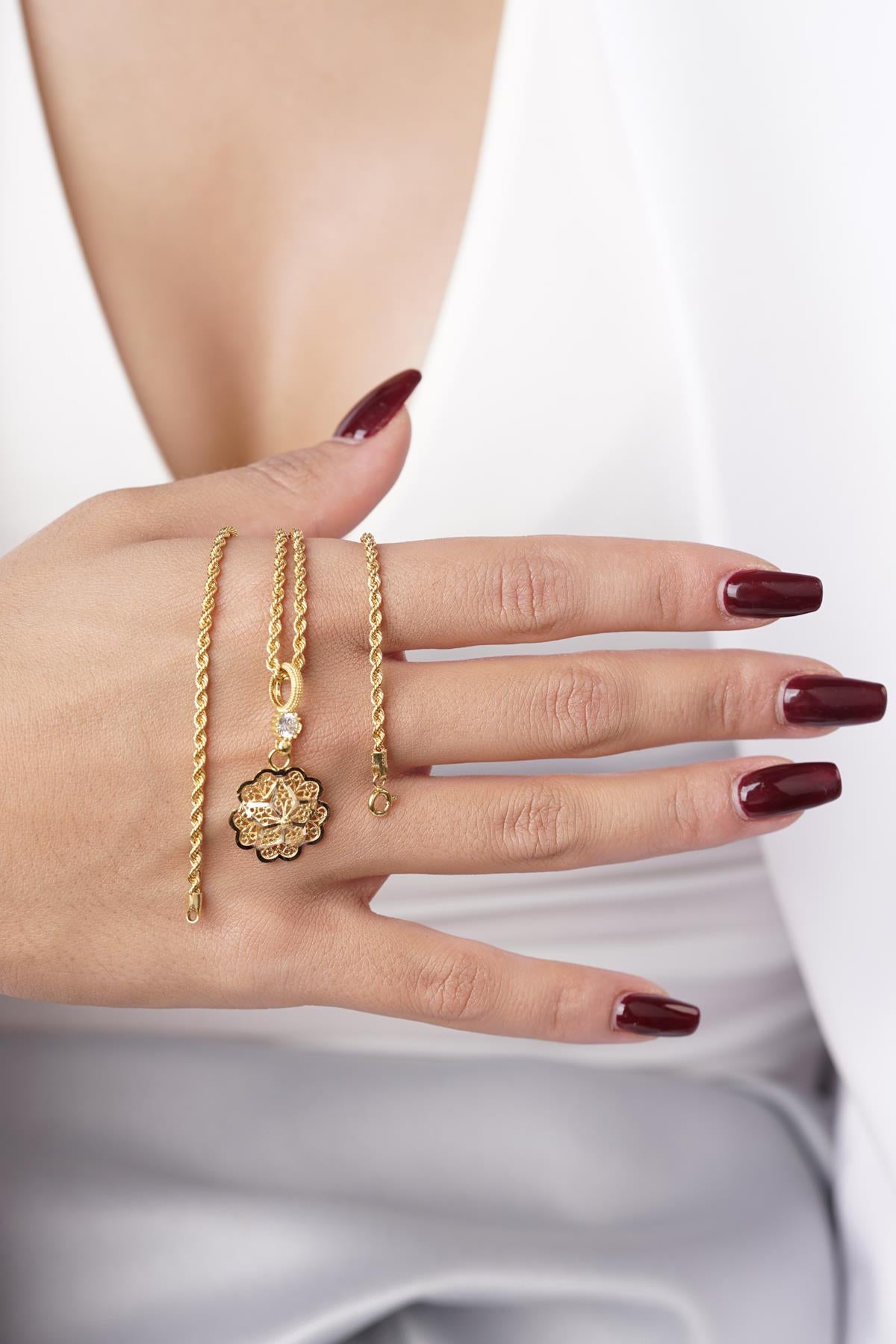 14K Gold Rose Motif Filigree Set – Mother’s Set