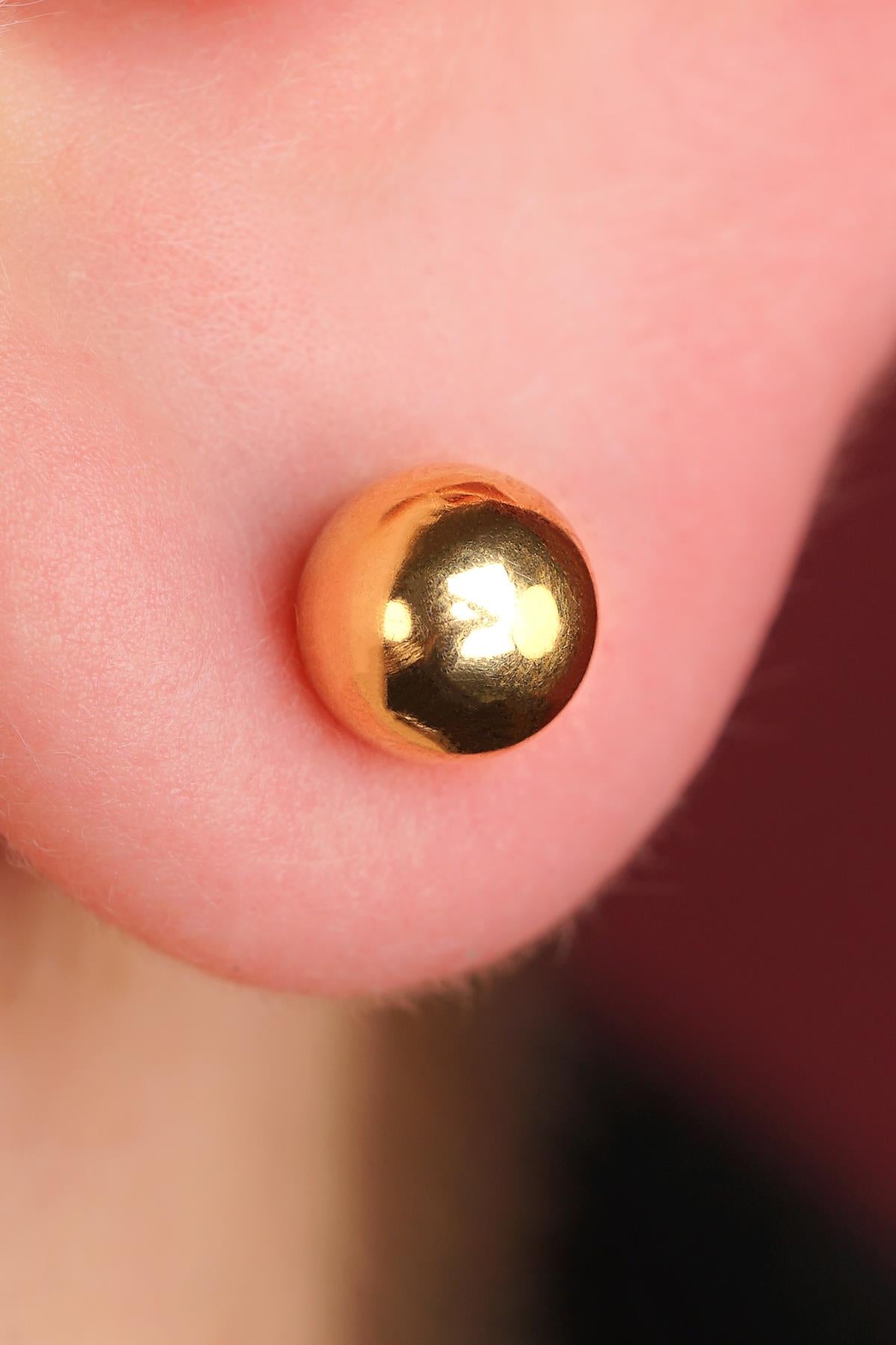 14K Gold Round Ball Men’s Earring