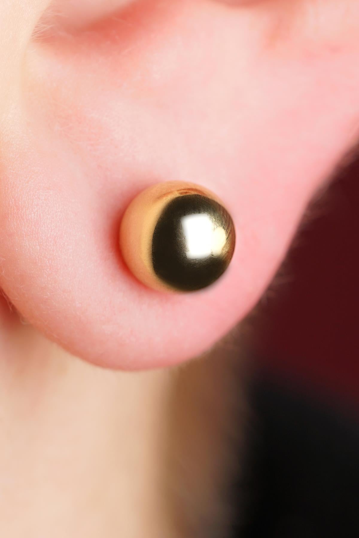 14K Gold Round Ball Men’s Earring