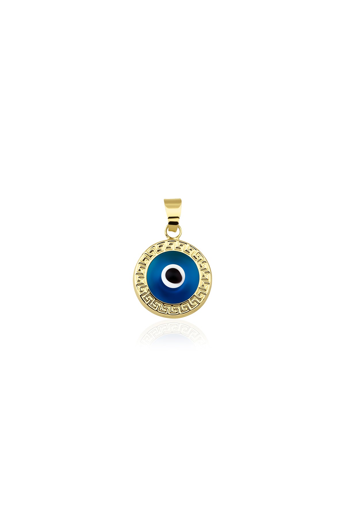 14K Gold Round Evil Eye Charm