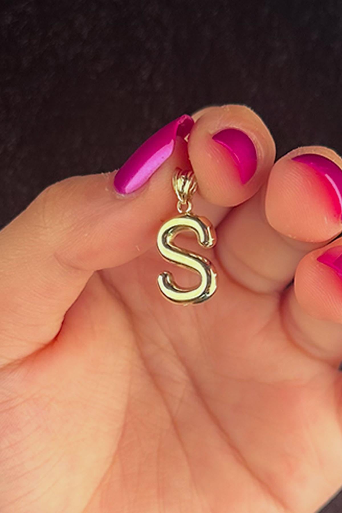 14K Gold S Letter Charm