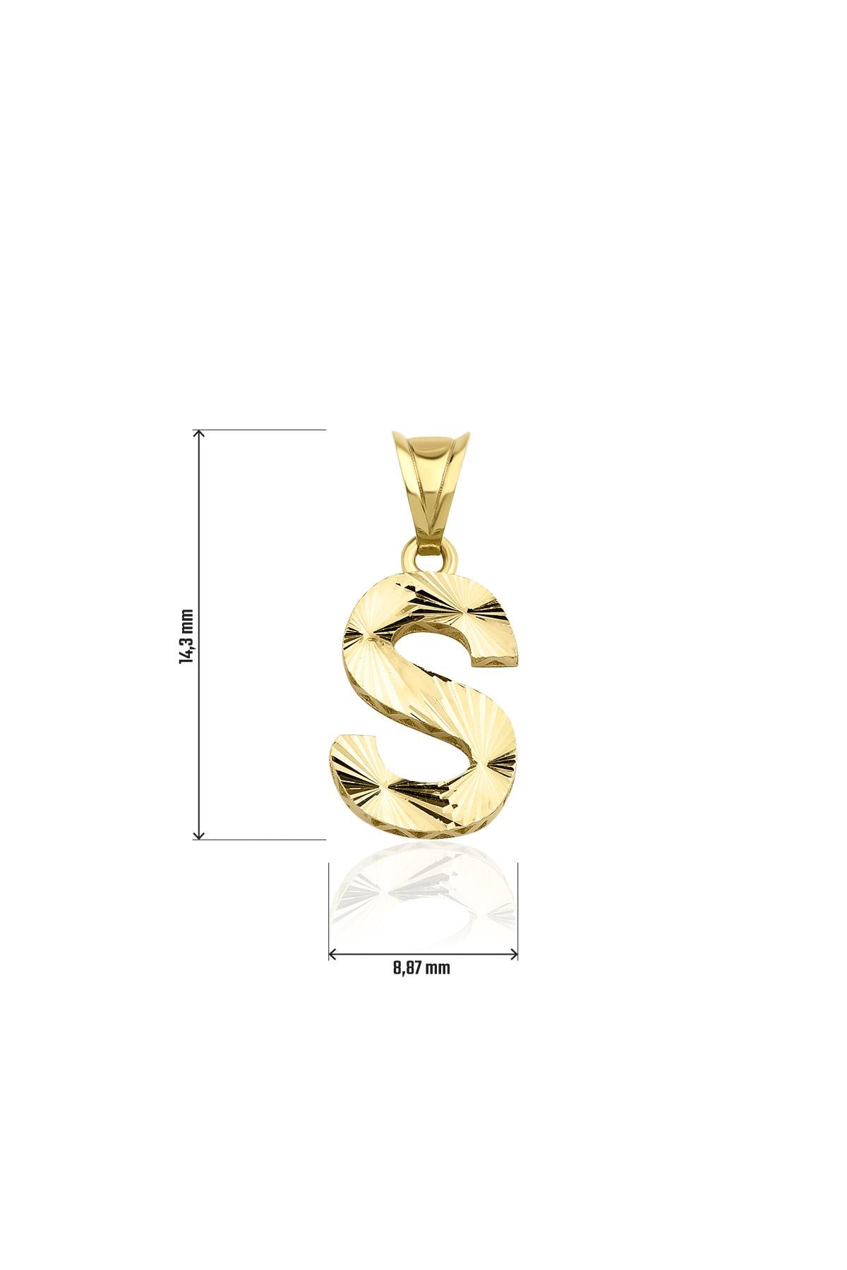 14K Gold S Letter Mini Shine Pendant