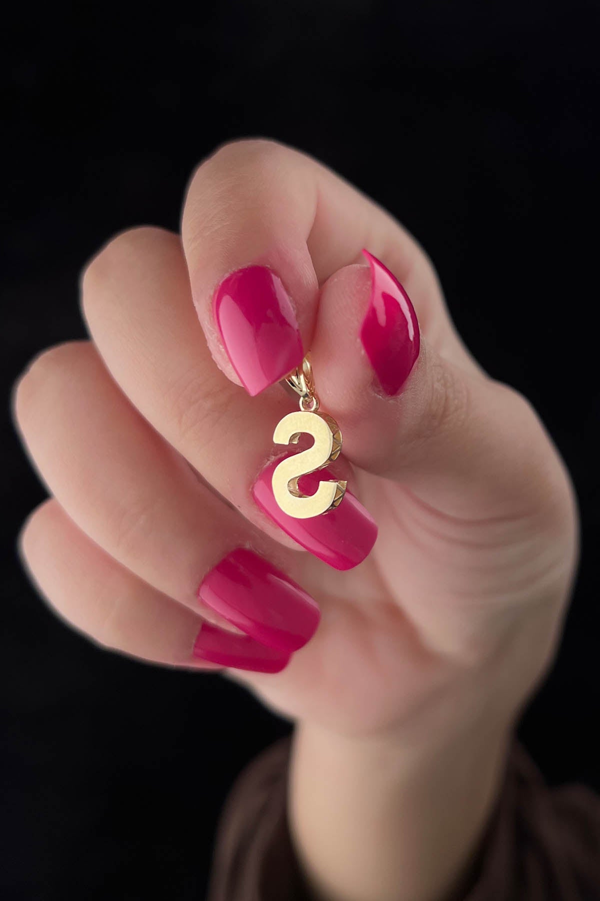 14K Gold S Letter Mini Shine Pendant