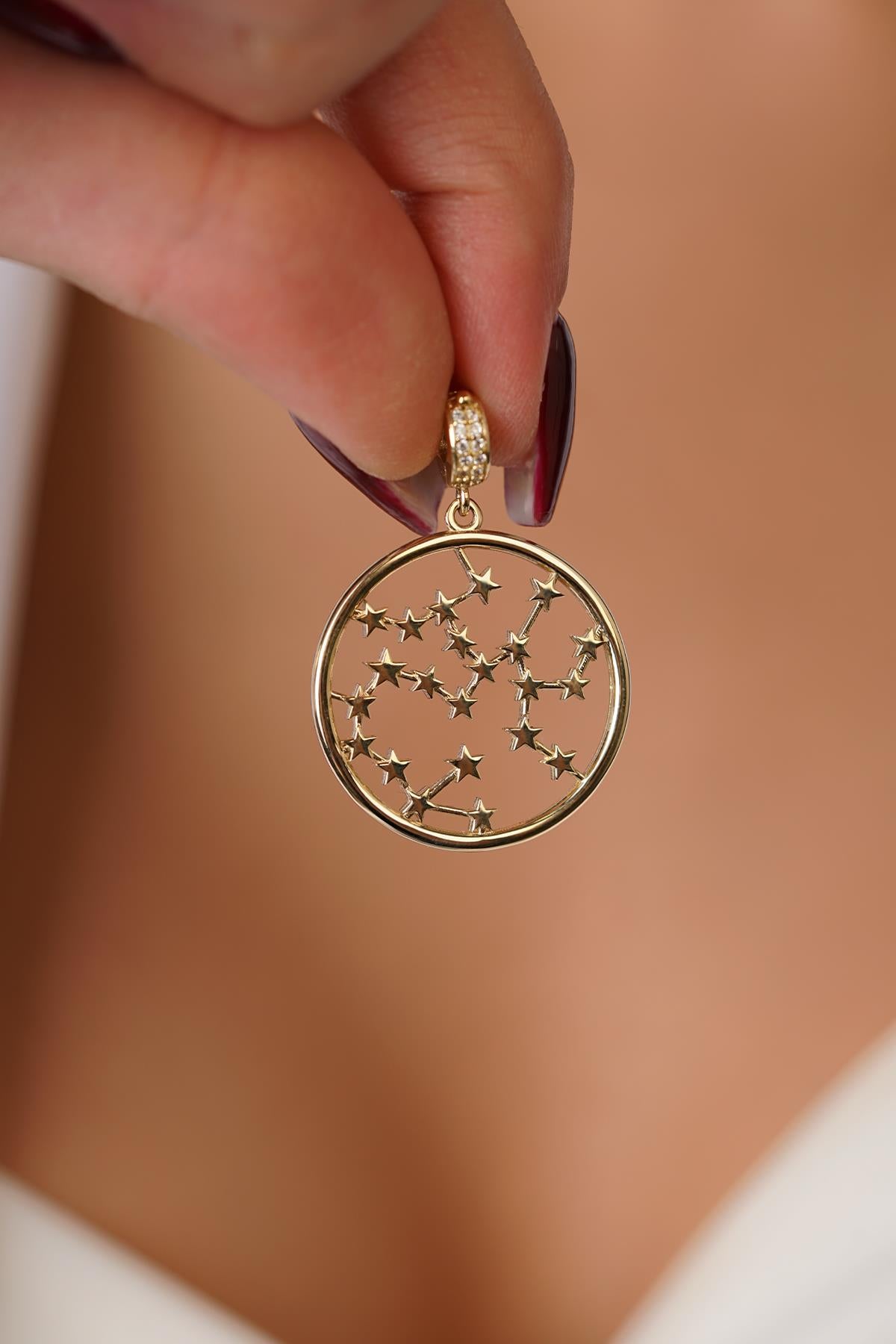14K Gold Sagittarius Zodiac Constellation Pendant