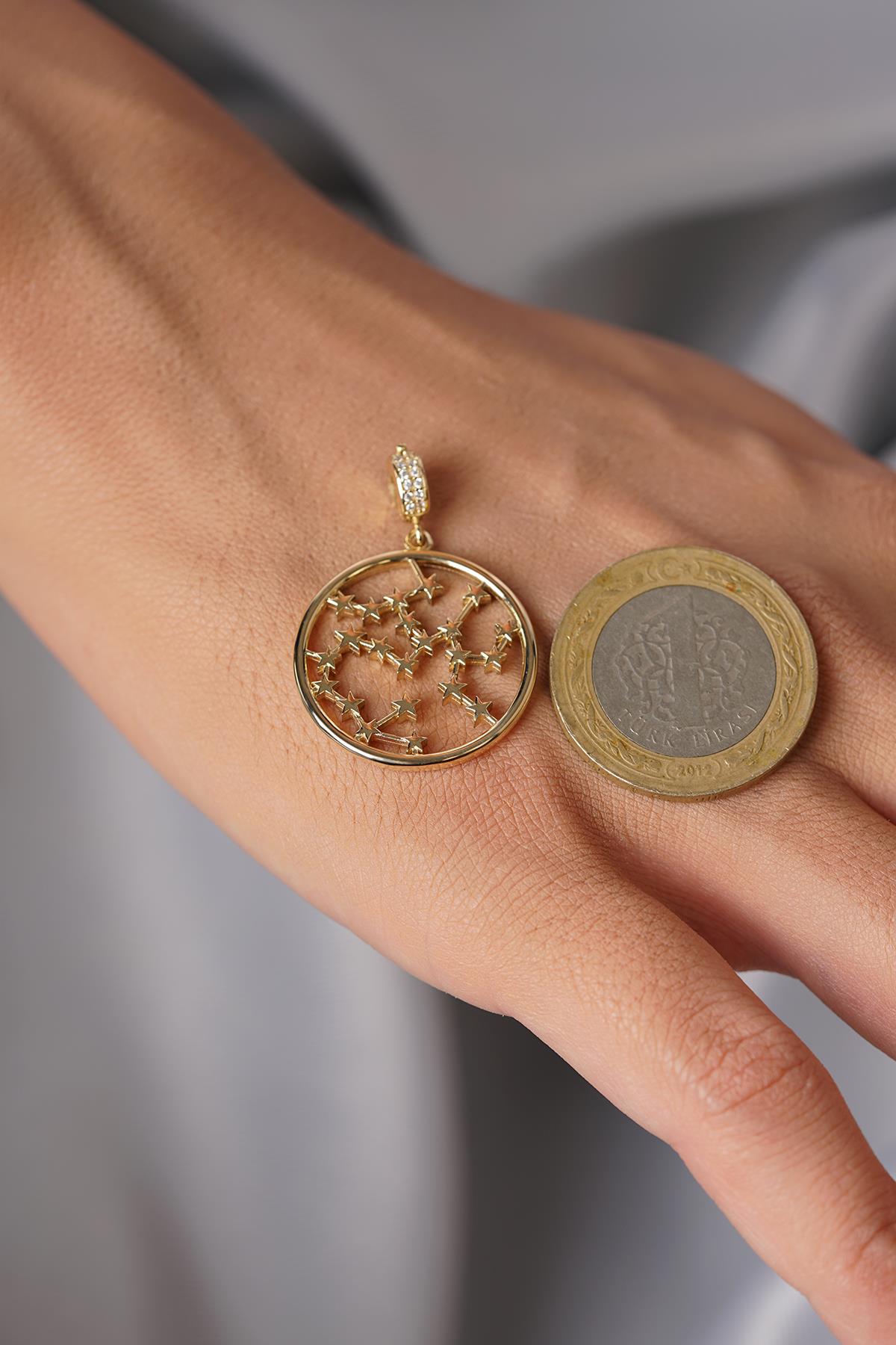 14K Gold Sagittarius Zodiac Constellation Pendant