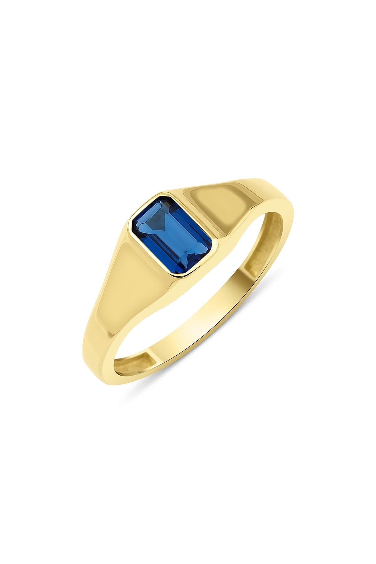 14K Gold Sapphire Solitaire Ring