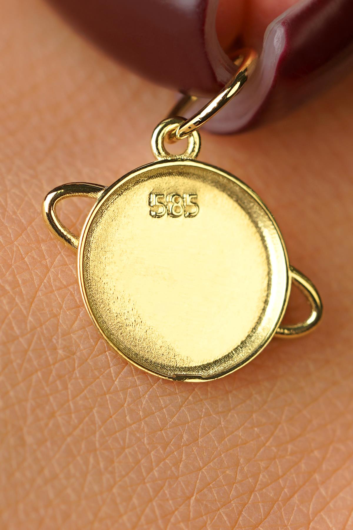 14K Gold Saturn Pendant