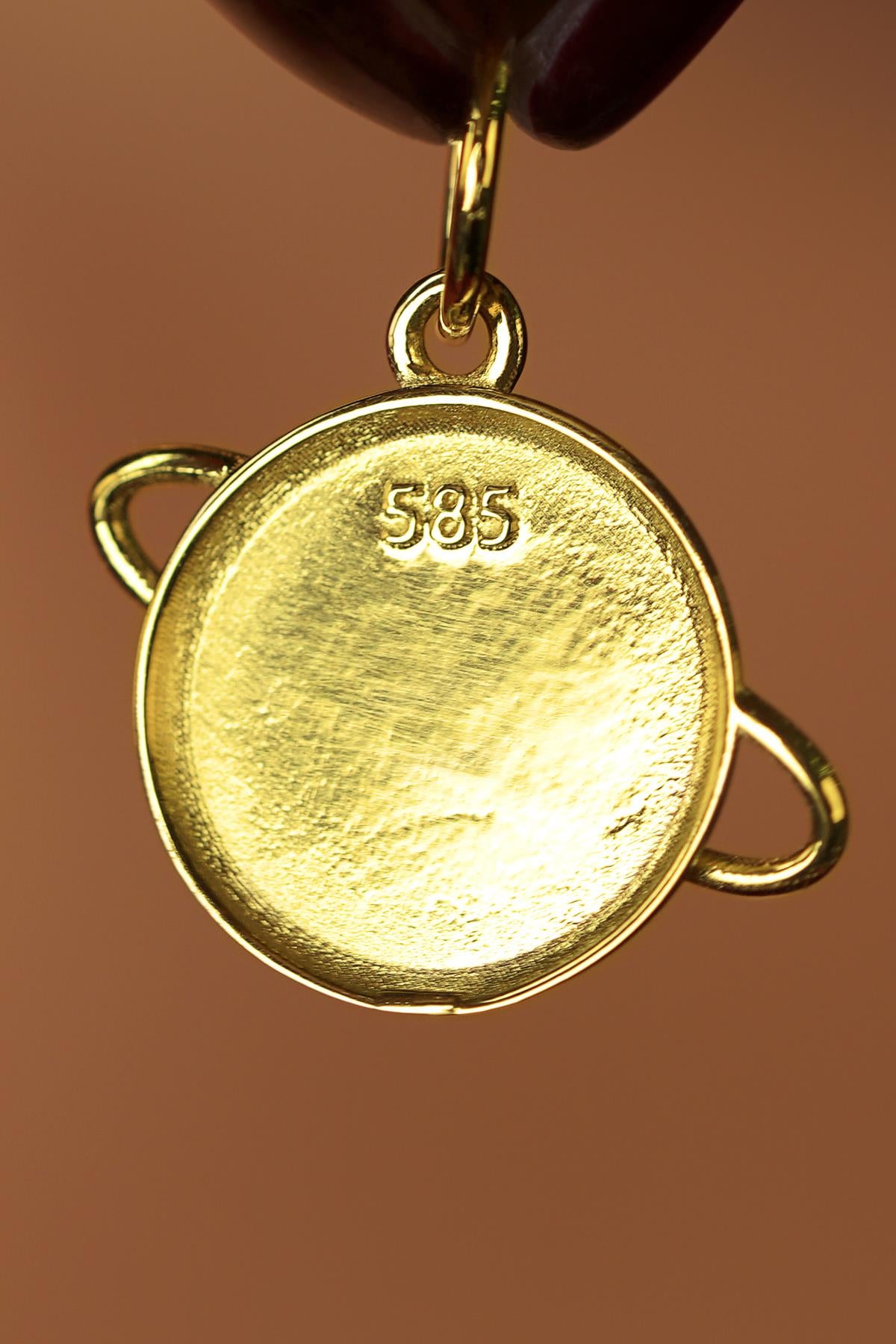 14K Solid Gold Saturn Pendant