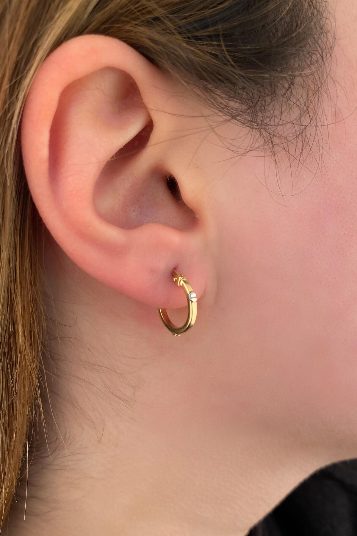 14K Gold Screw Huggie Hoop Earrings