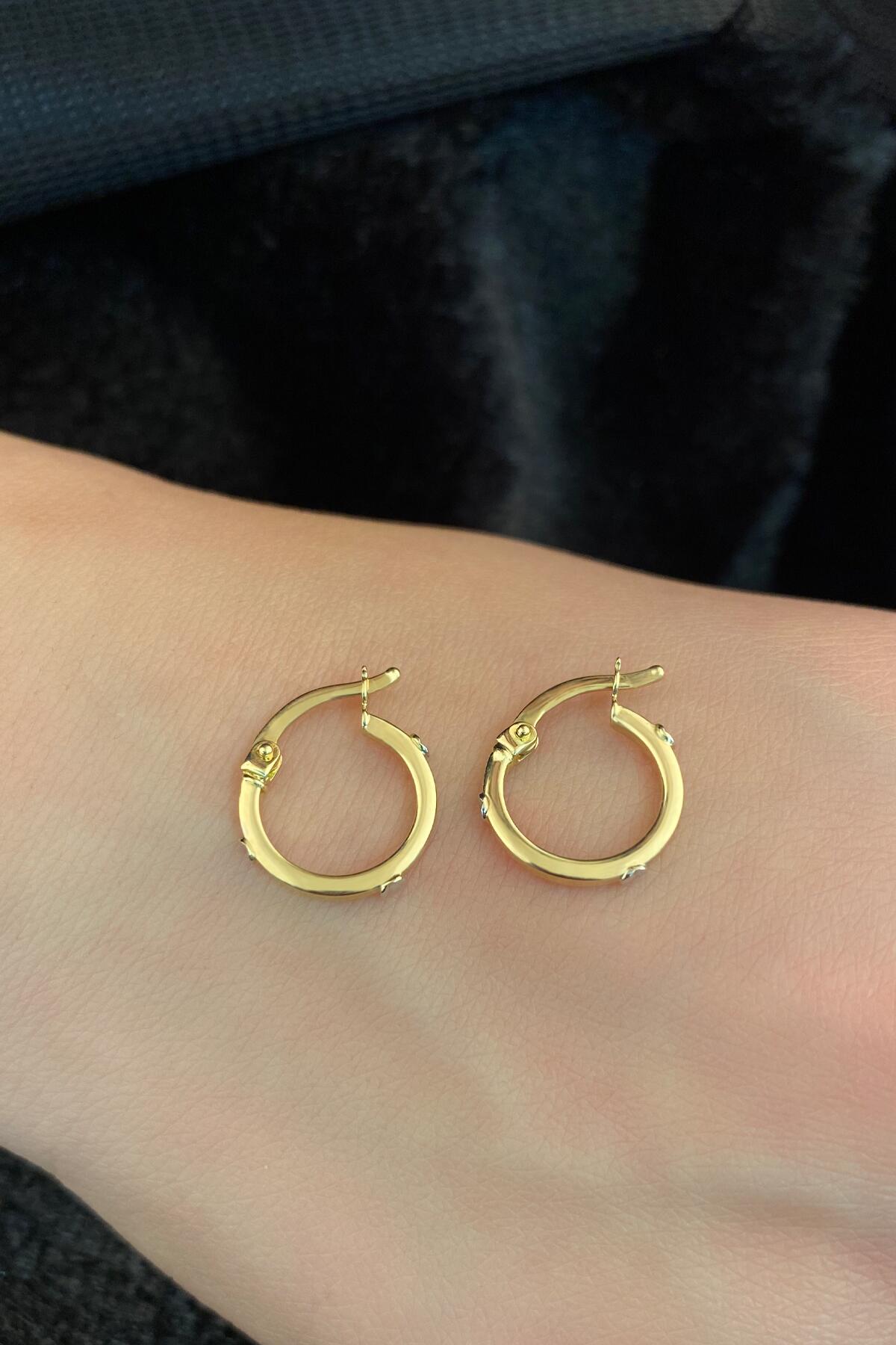 14K Gold Screw Huggie Hoop Earrings