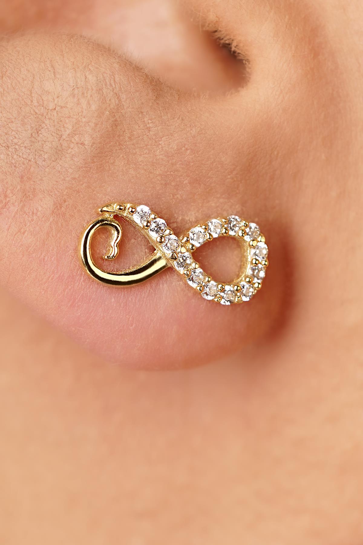 14K Gold Semi-Pave Infinity Earrings