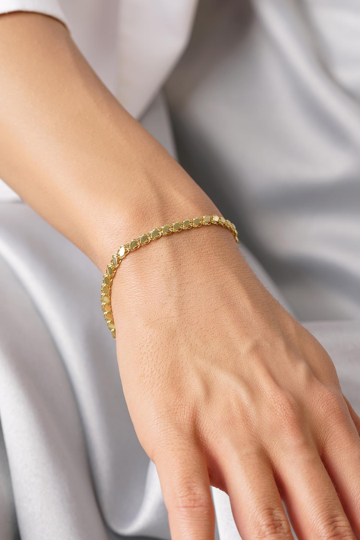 14K Gold Sequin Chain Bracelet 0.137 inch