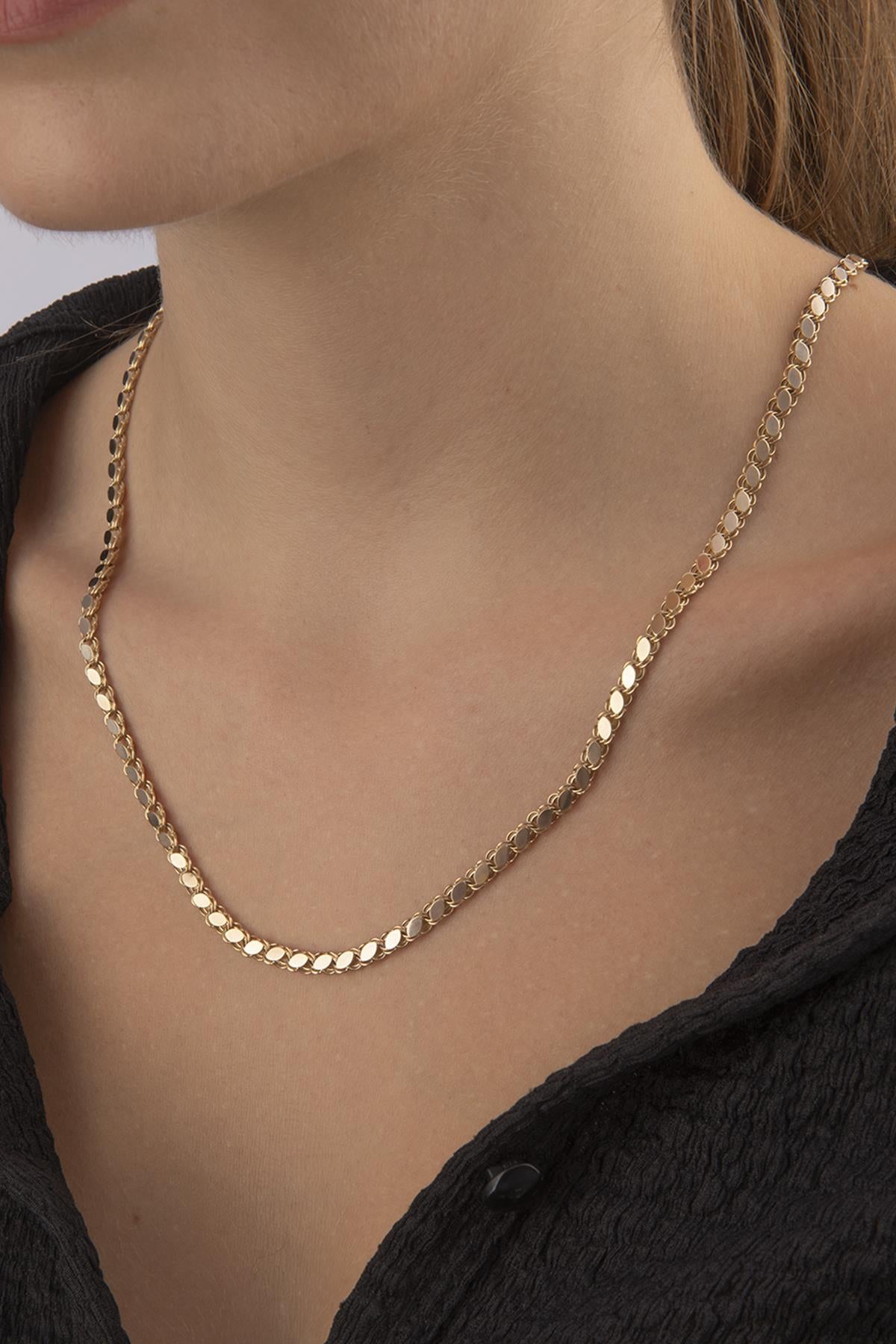 14K Gold Sequin Chain Necklace