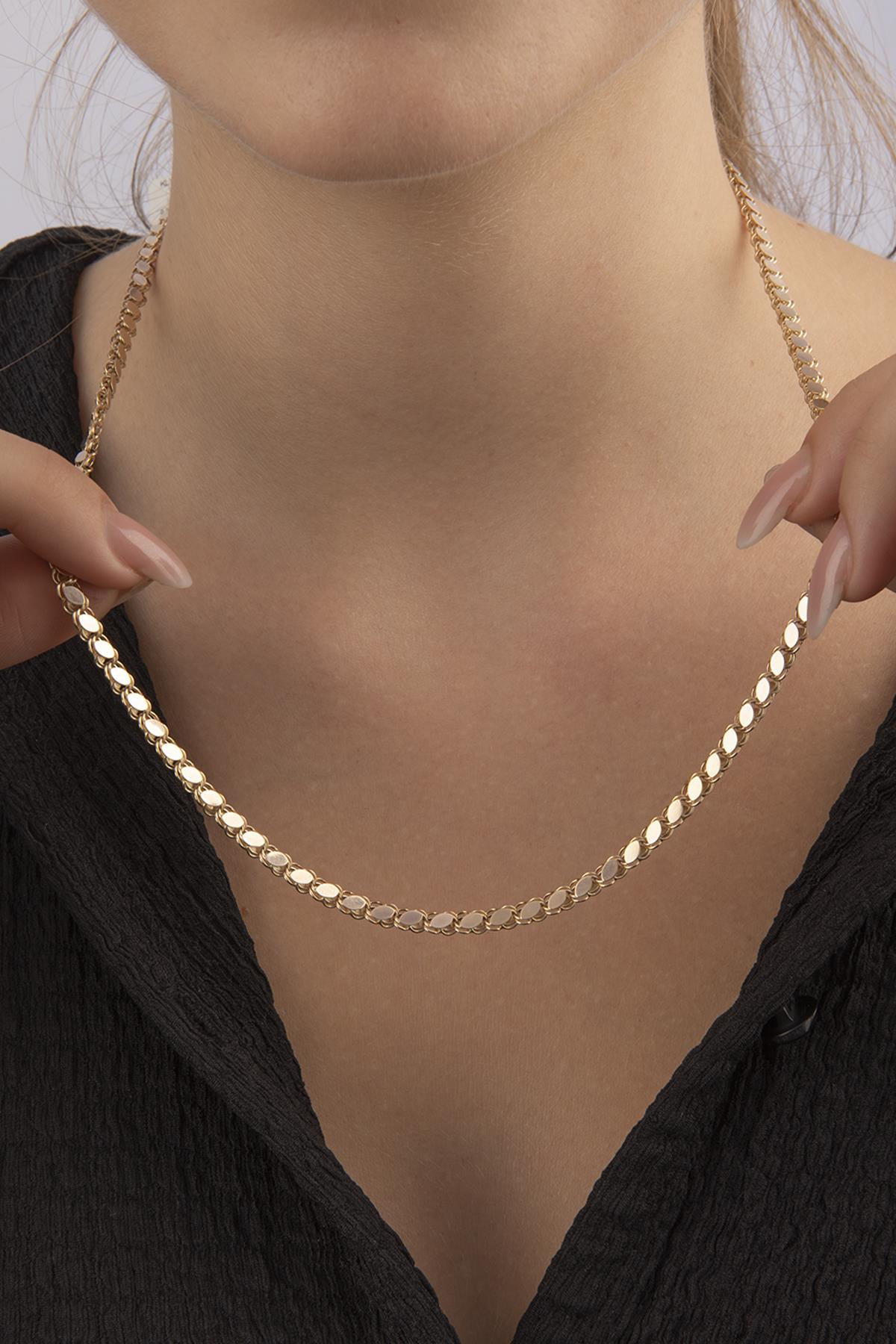 14K Gold Sequin Chain Necklace