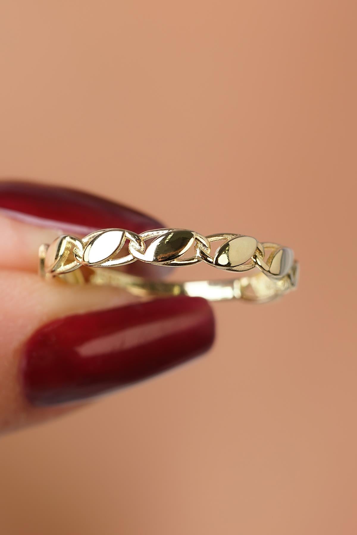 14K Solid Gold Sequin Disk Eternity Ring