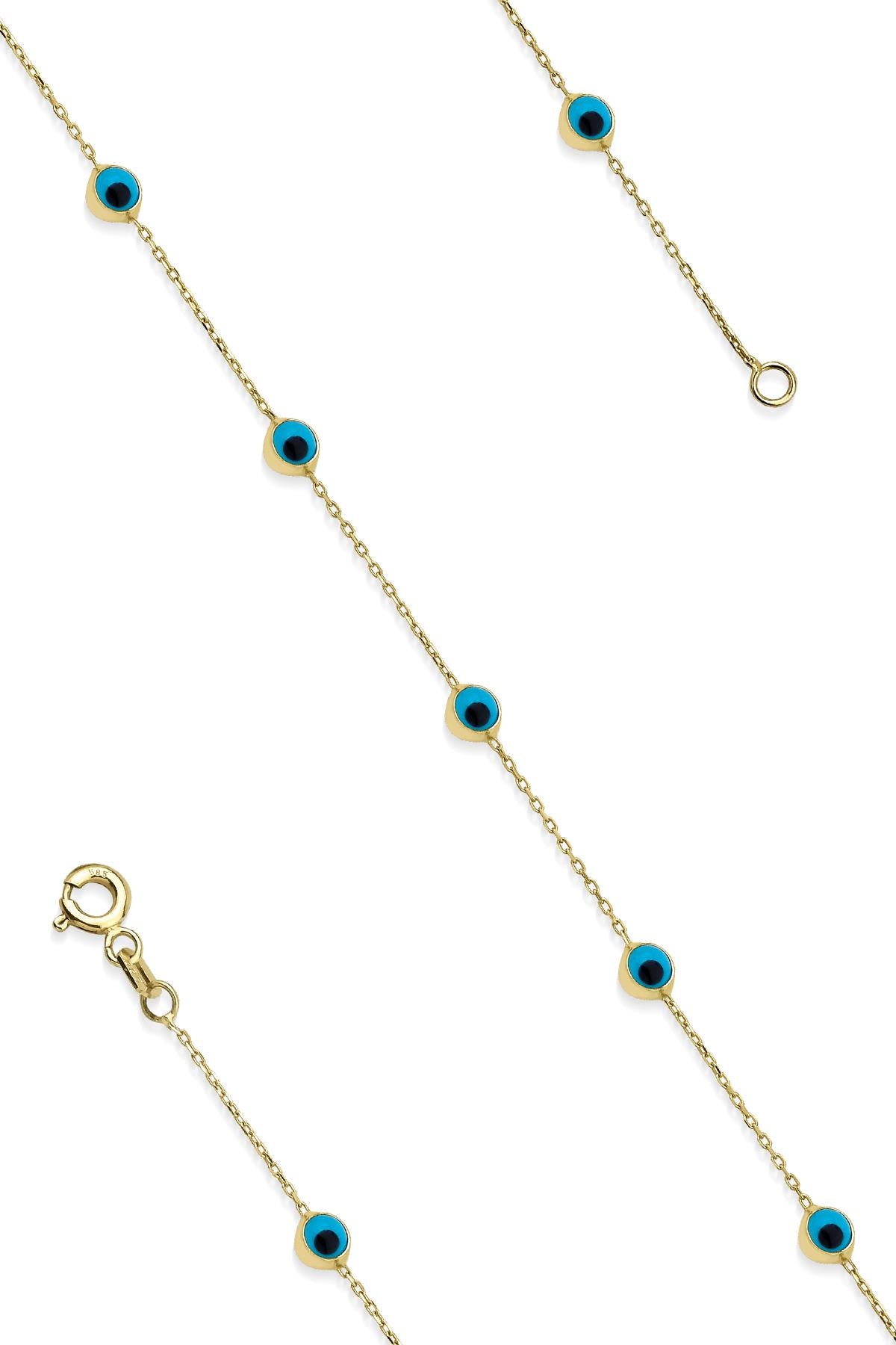 14K Gold Seven Evil Eye Bracelet