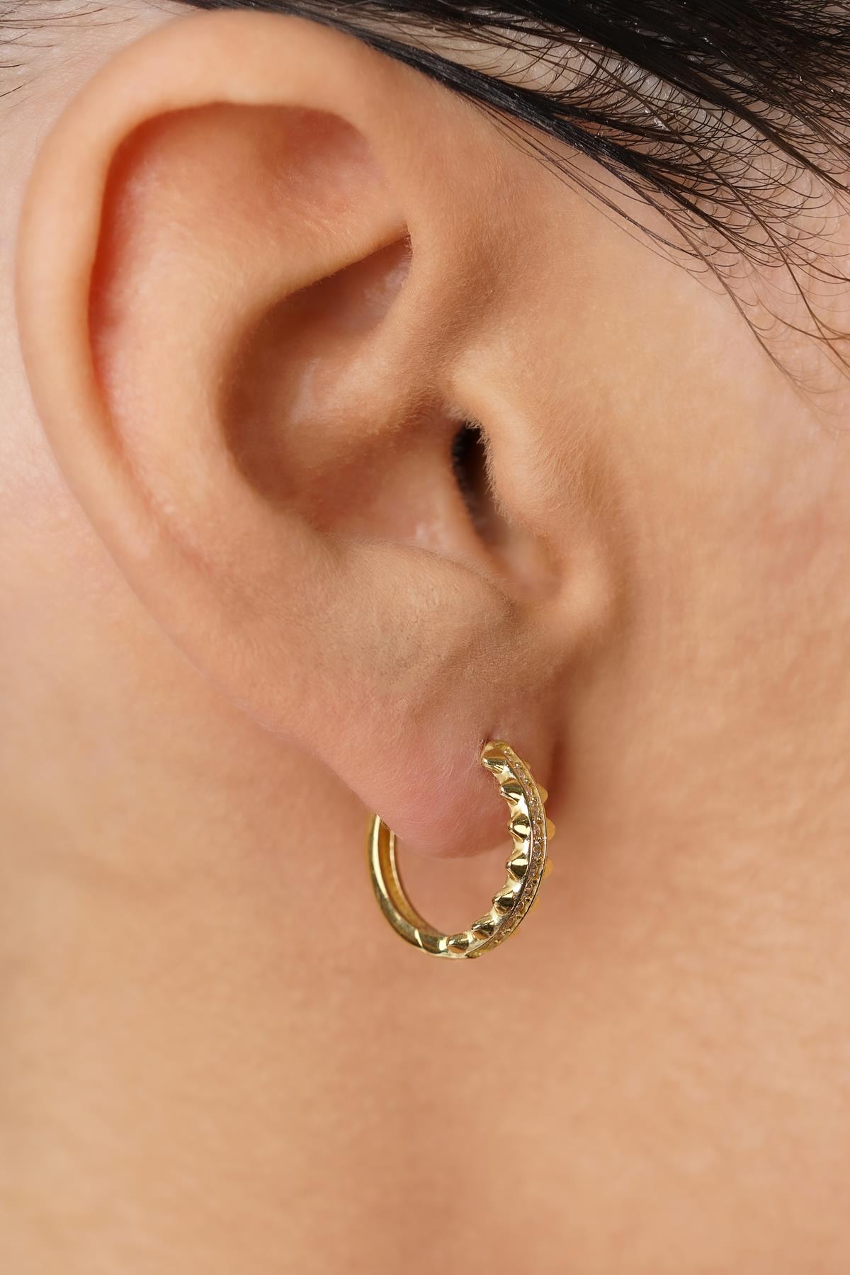 14K Gold Shimmering Pave Hoop Earrings