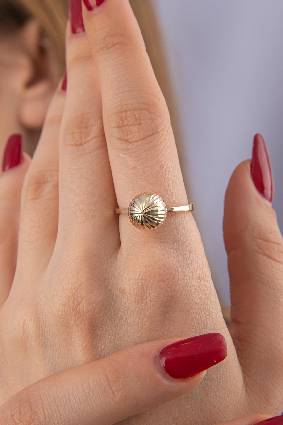 14K Gold Shiny Ball Ring 2