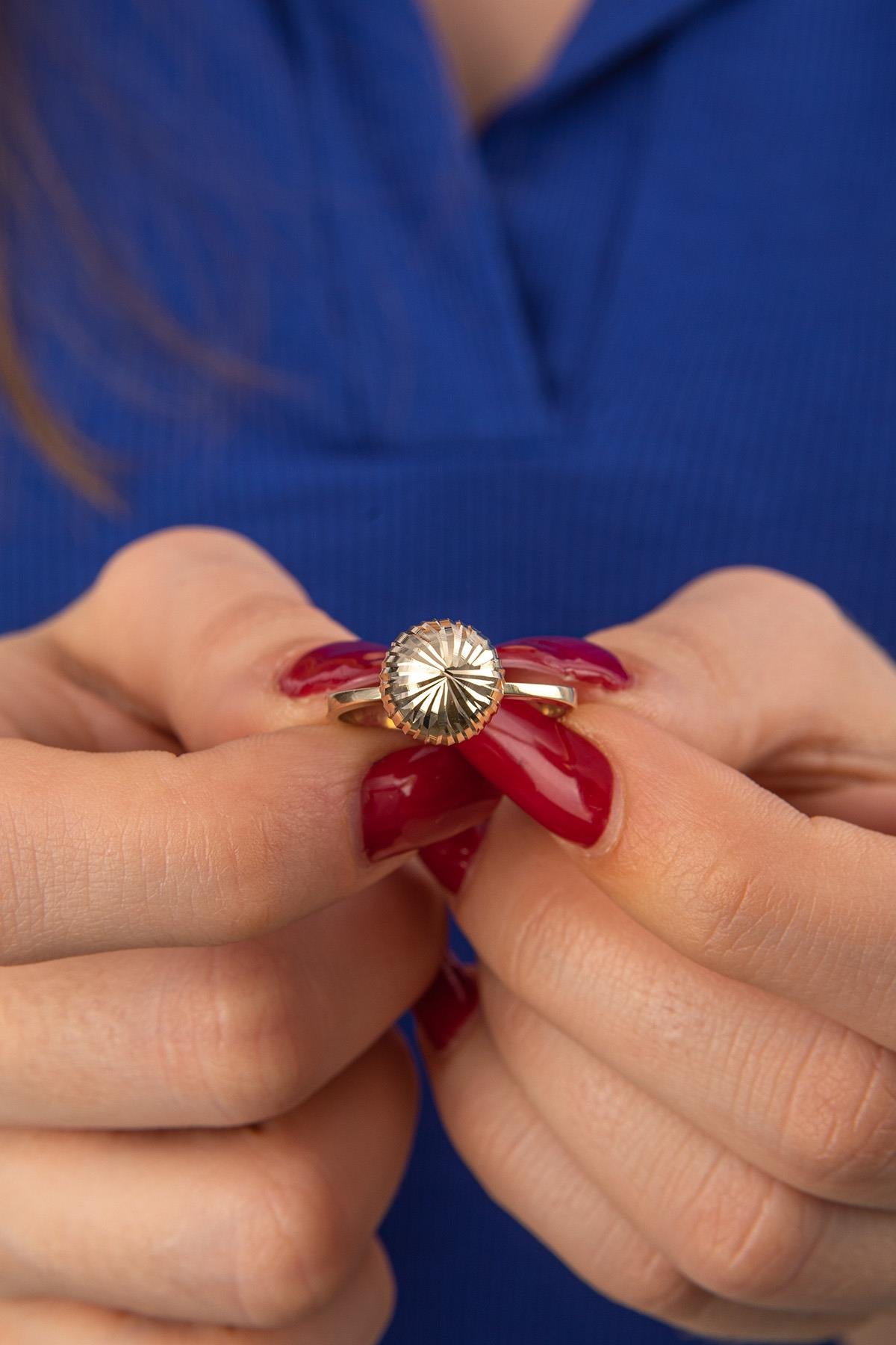 14K Gold Shiny Ball Ring 2