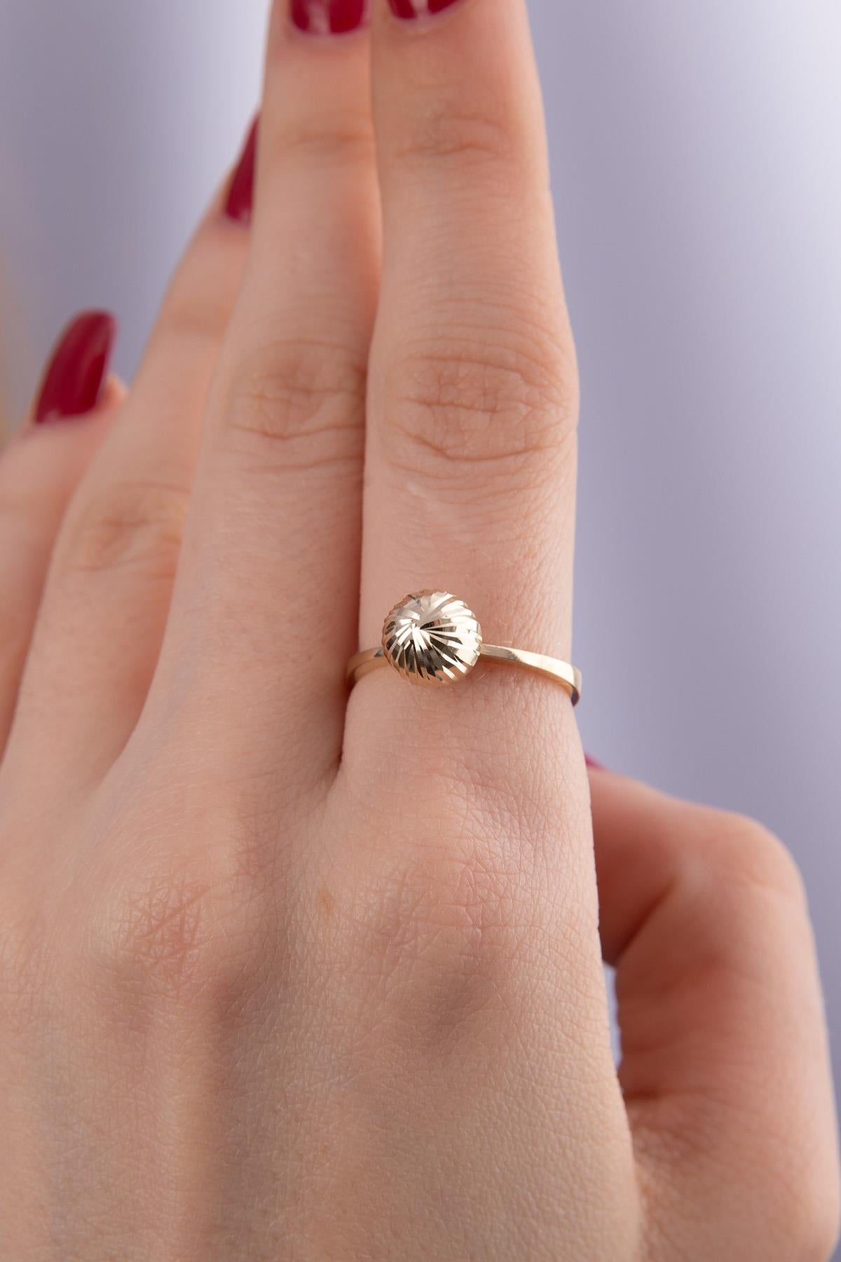 14K Gold Shiny Ball Ring 4