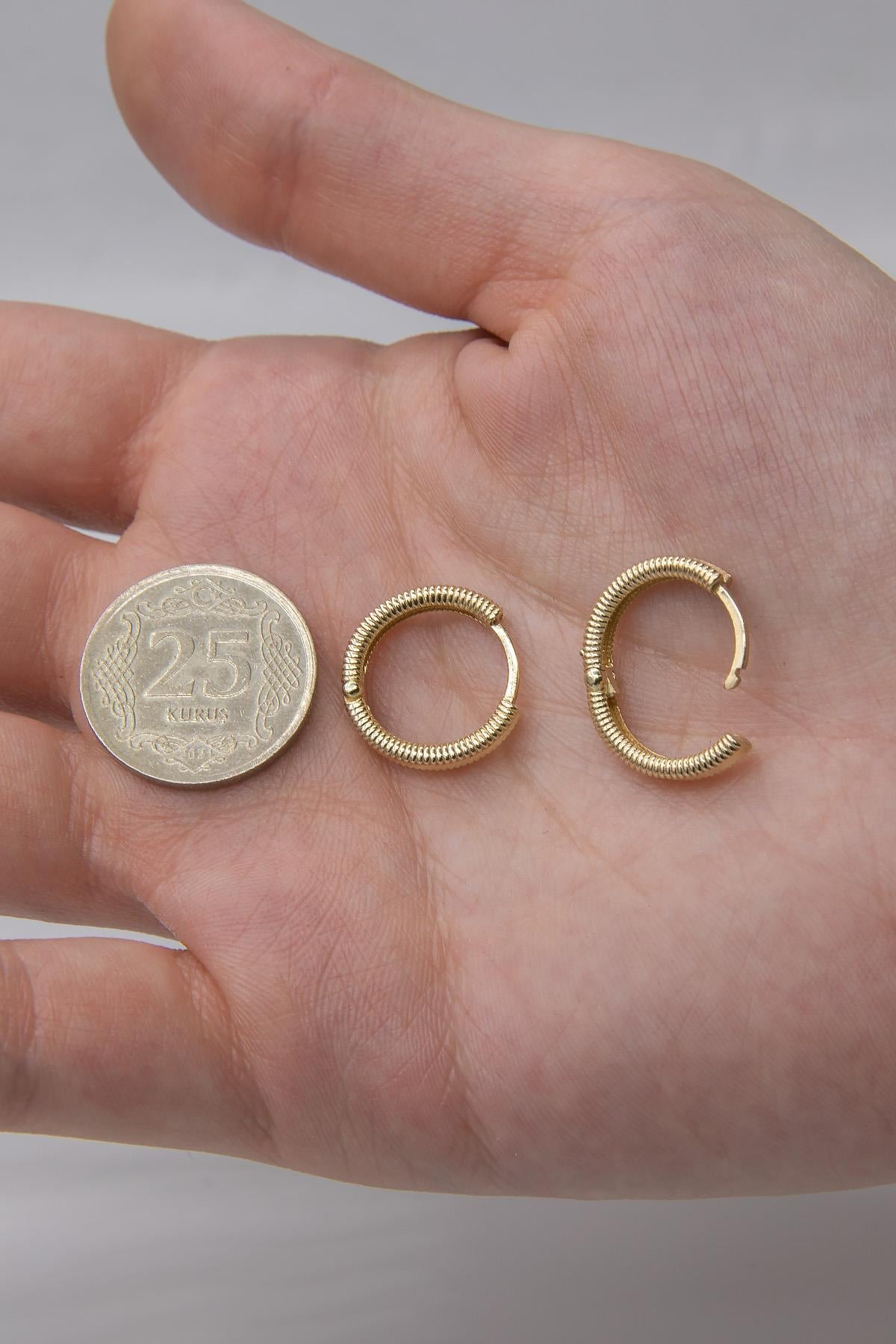 14K Gold Shiny Huggie Earrings
