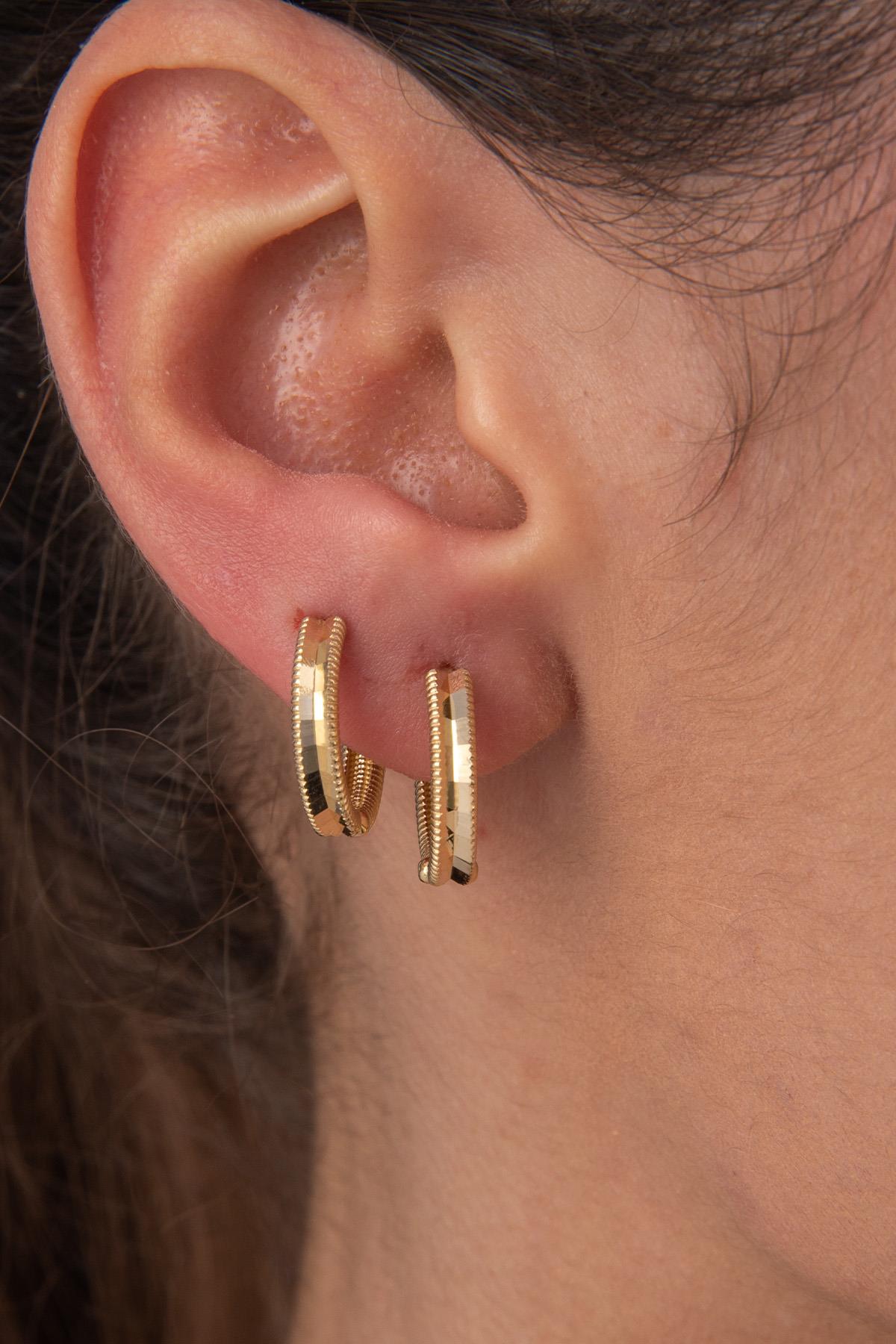 14K Gold Shiny Huggie Earrings