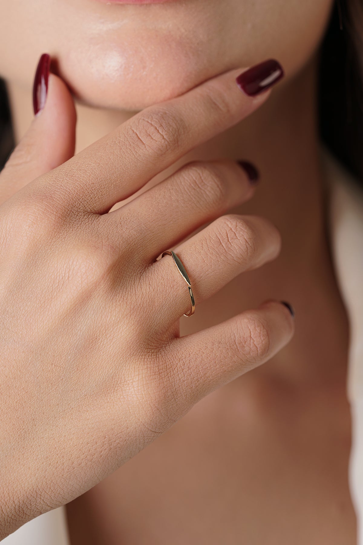 14K Gold Slim Signet Ring