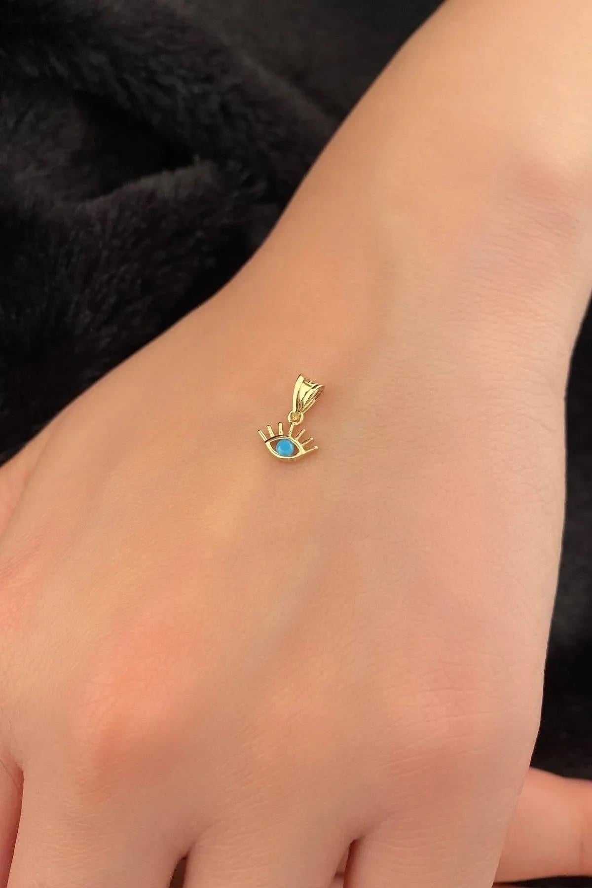 14K Gold Small Evil Eye Charm