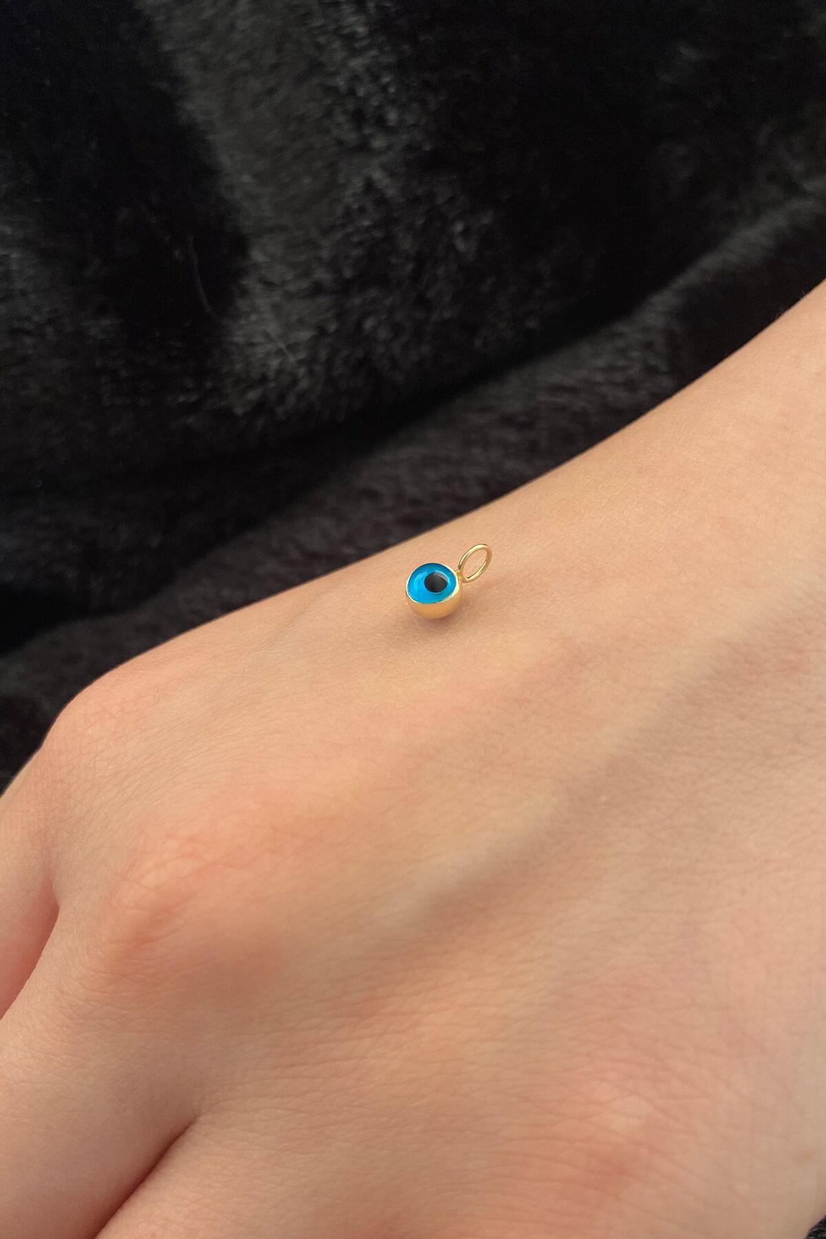 14K Gold Small Evil Eye Charm