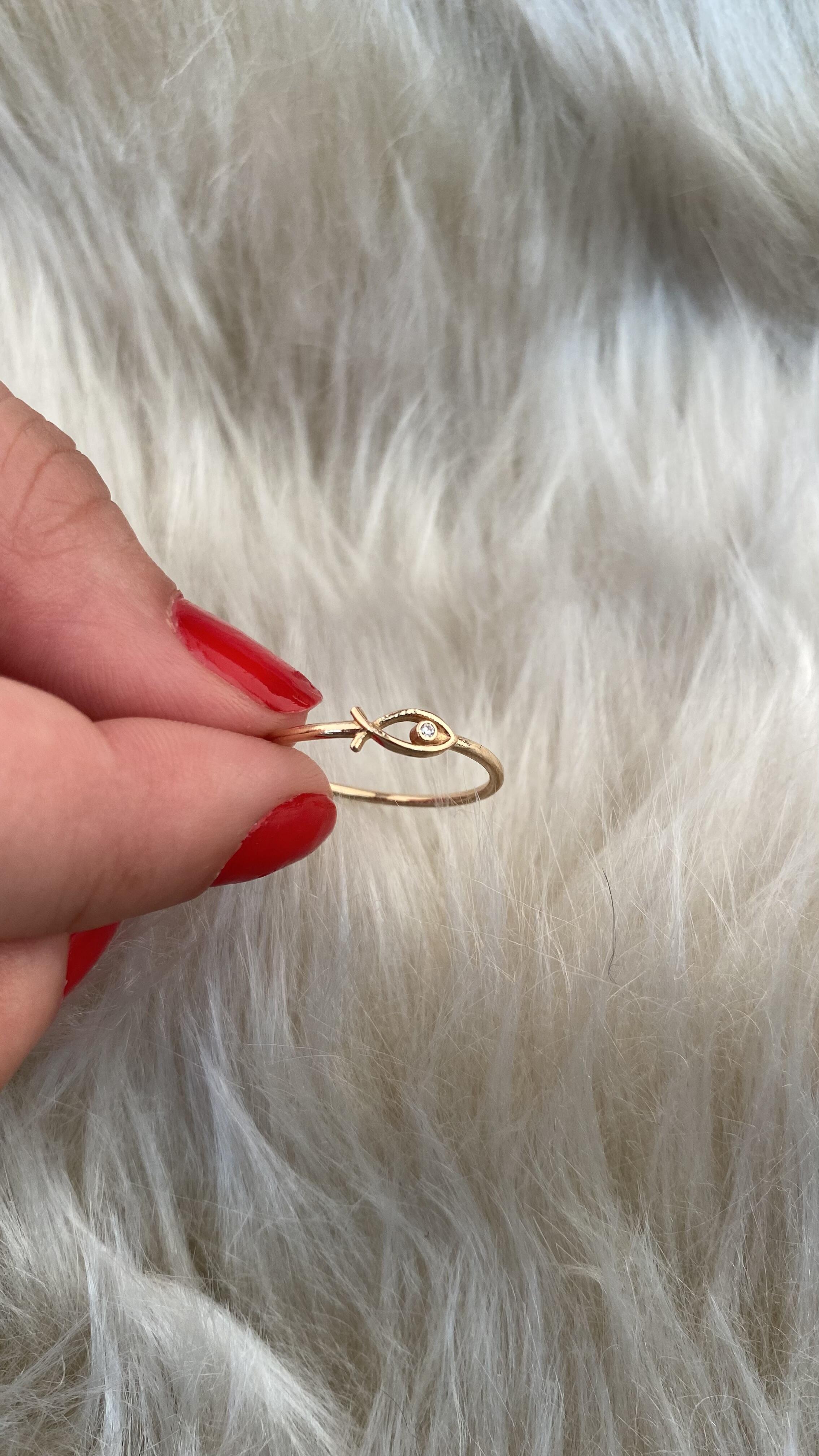 14K Gold Small Fish Ring
