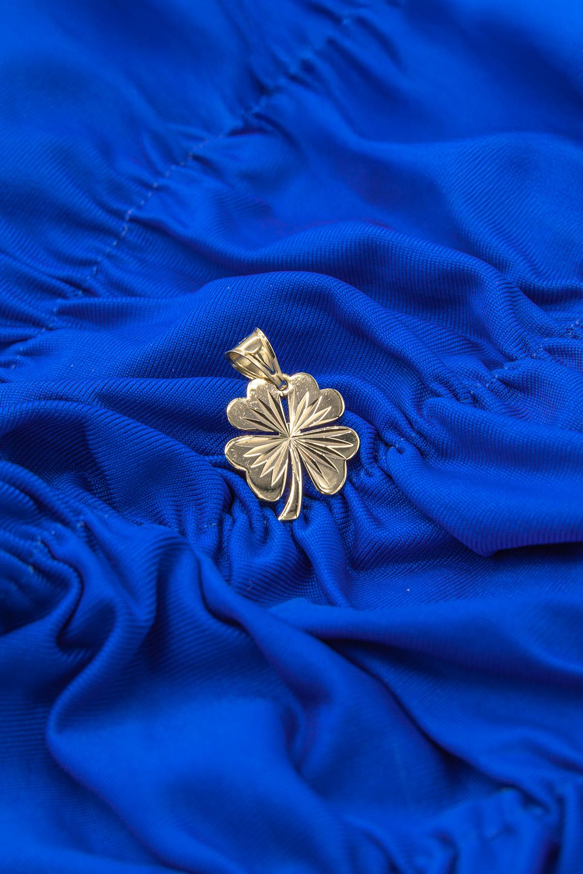 14K Gold Small Four Leaf Clover Charm