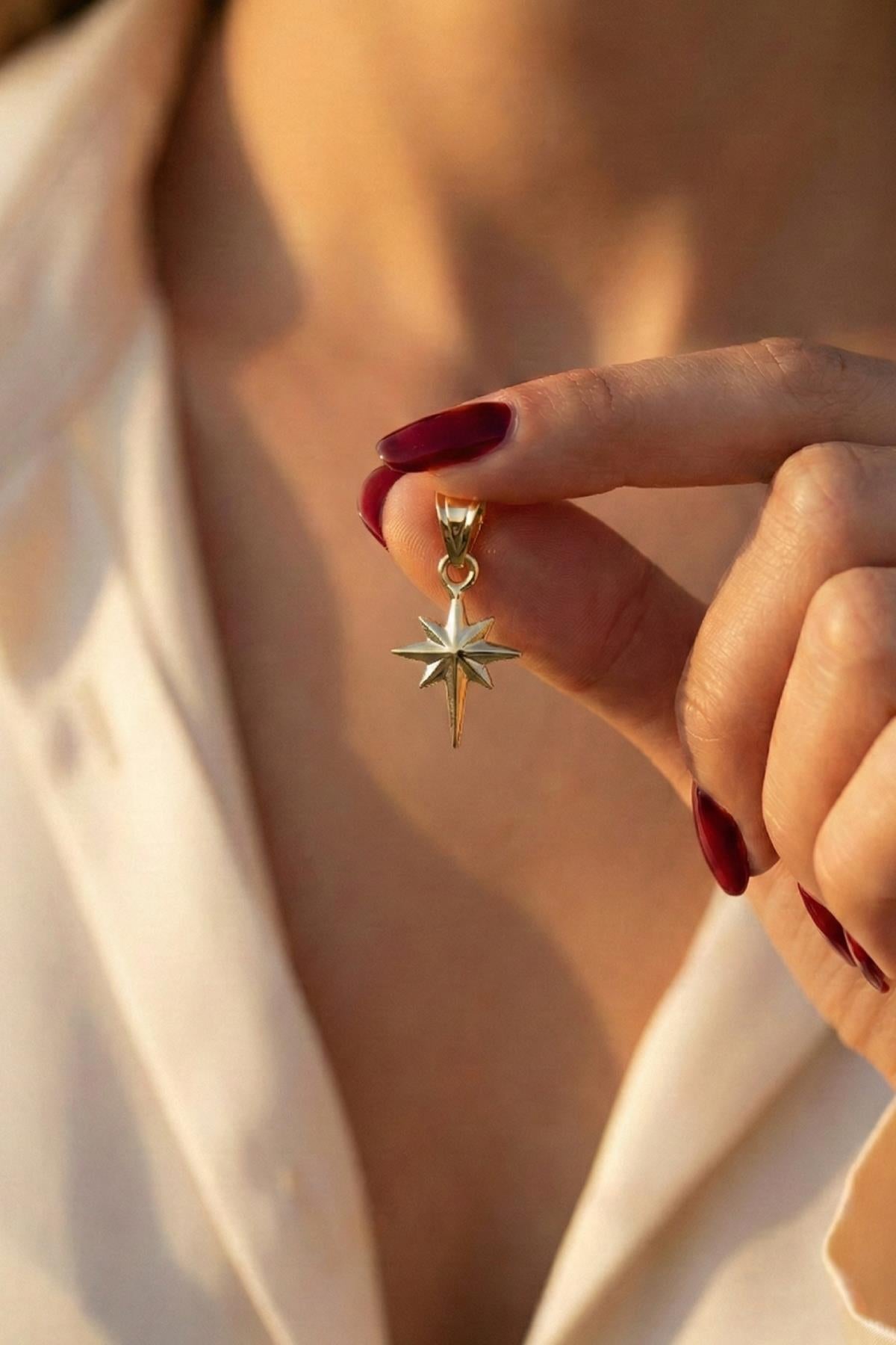 14K Gold Small North Star Charm