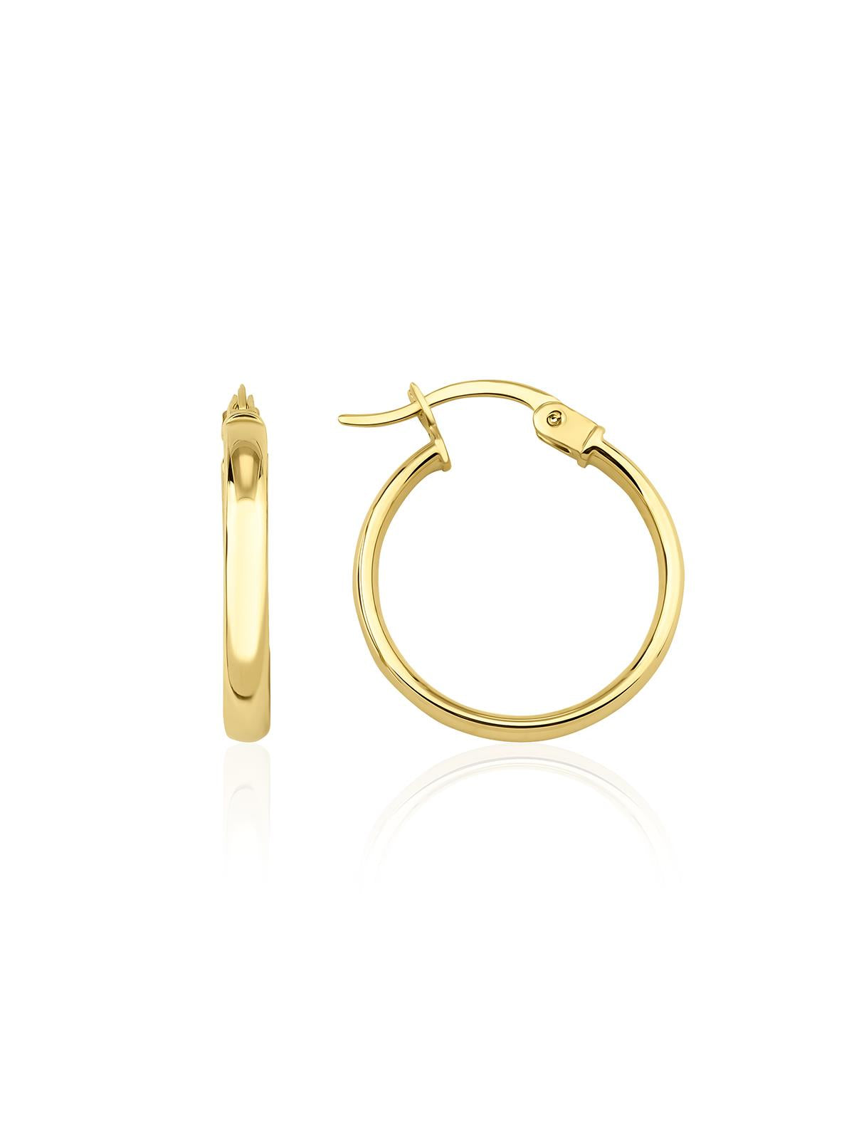 14K Gold Small Plain Tube Hoop Earrings