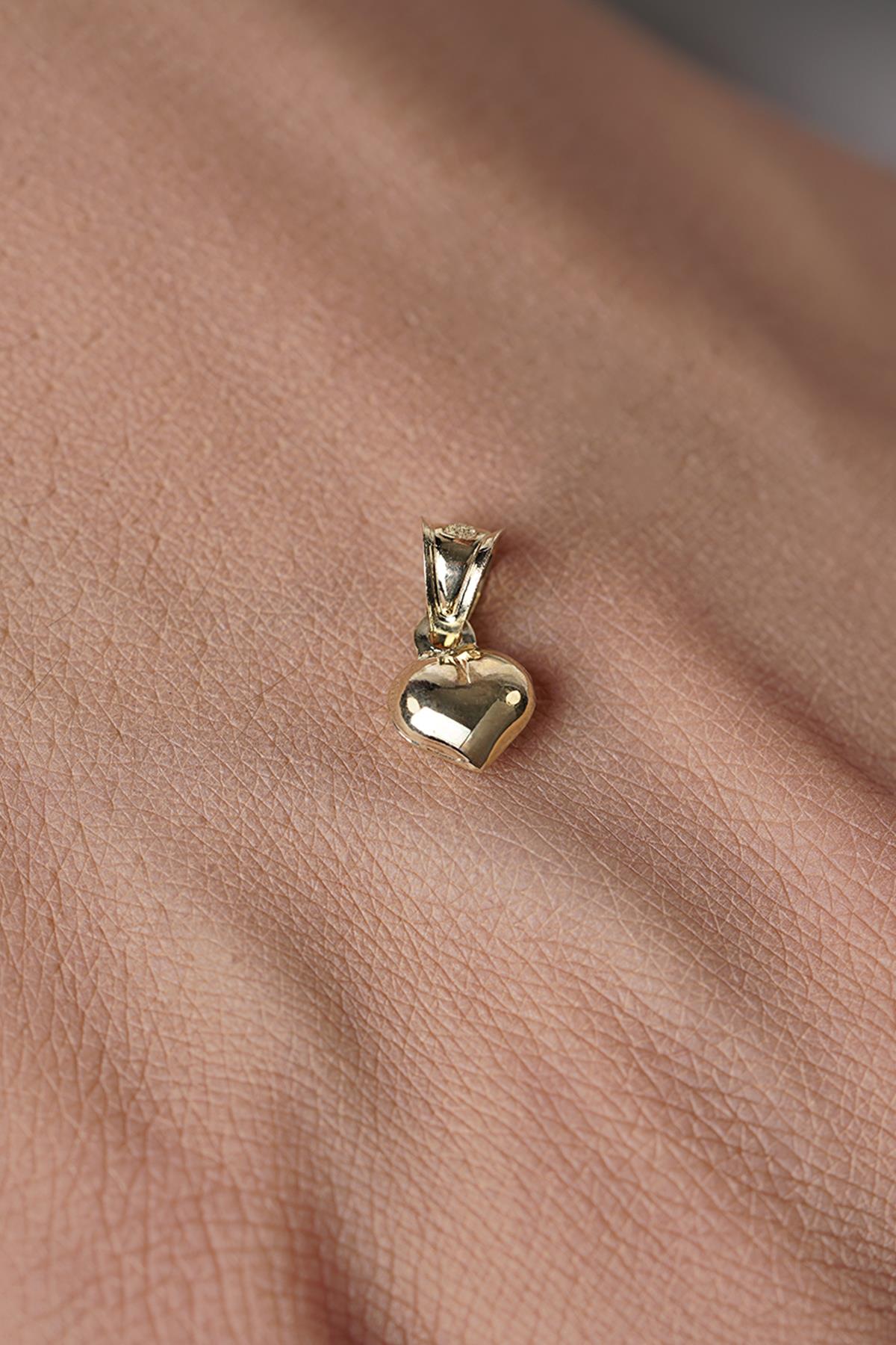 14K Gold Small Puff Heart Charm
