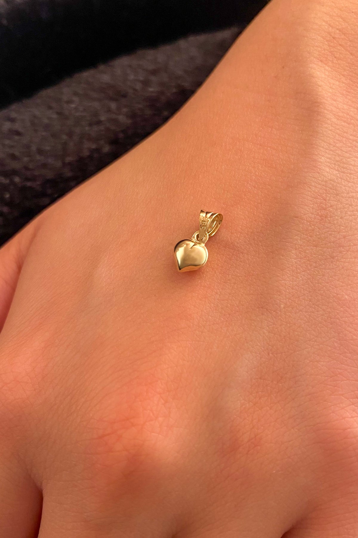 14K Gold Small Puff Heart Charm