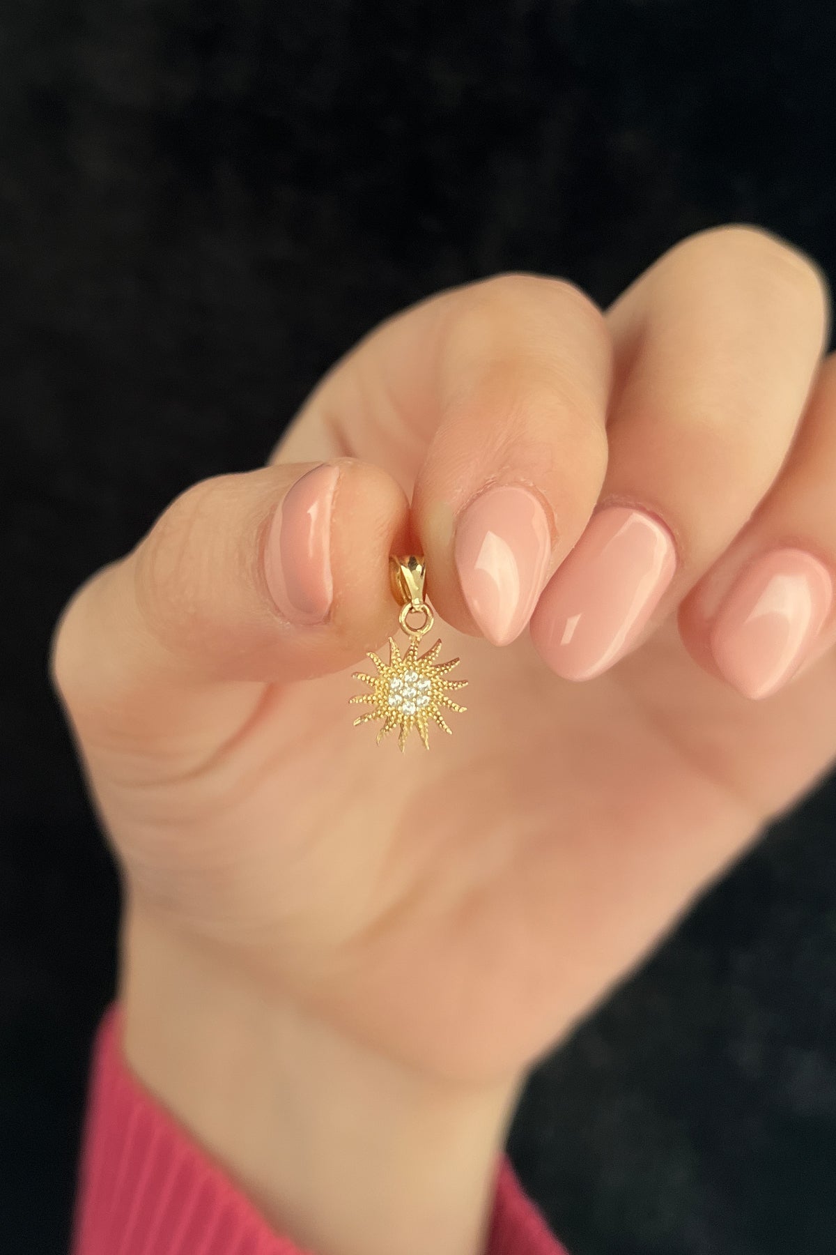 14K Gold Small Sun Charm