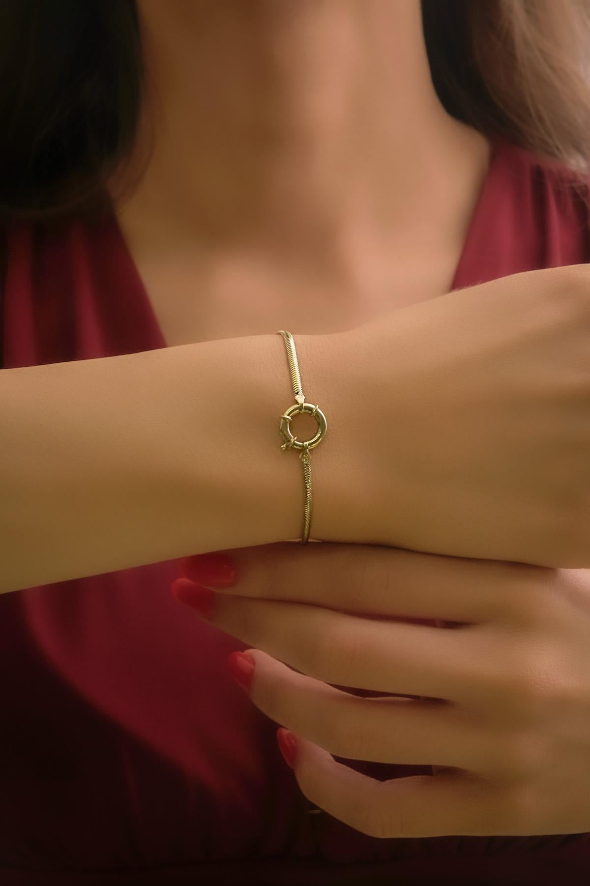 14K Gold Snake Back Chain Bracelet 0.080 inch