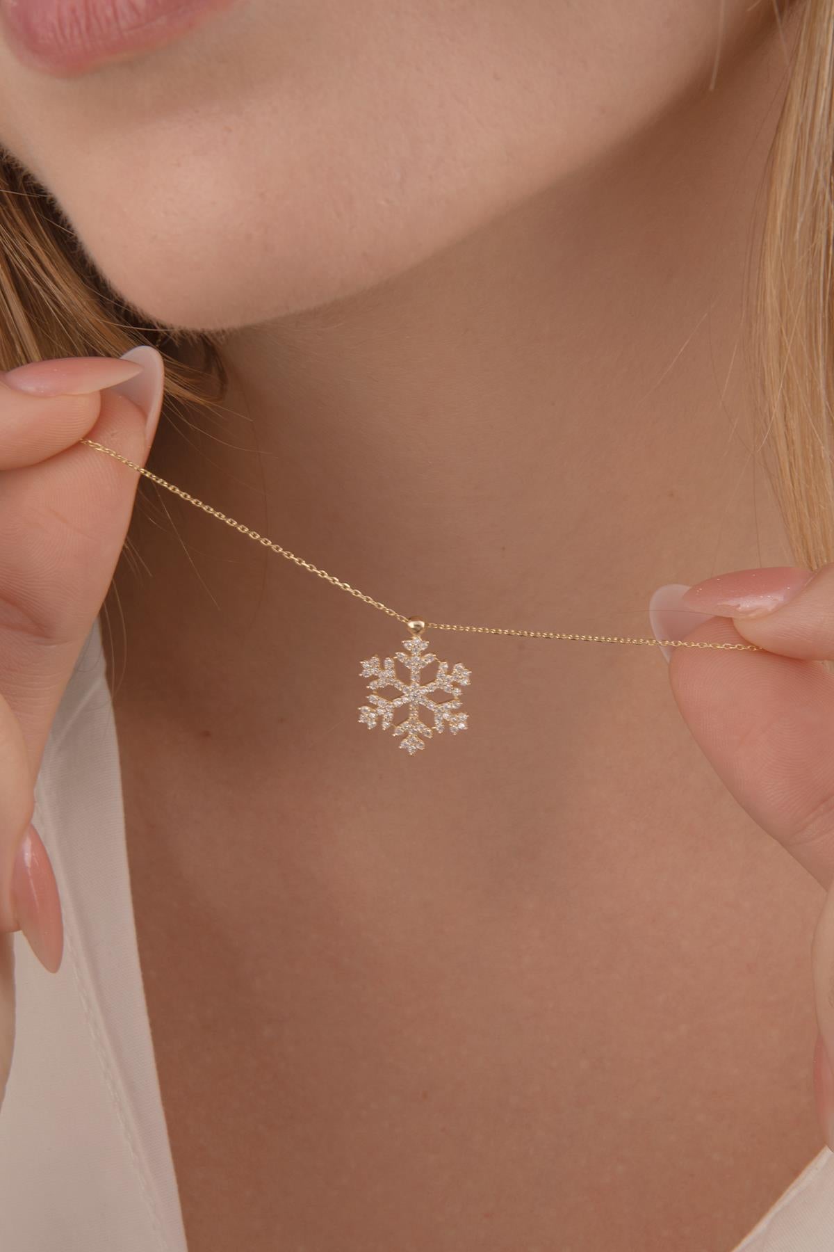 14K Gold Snowflake Necklace