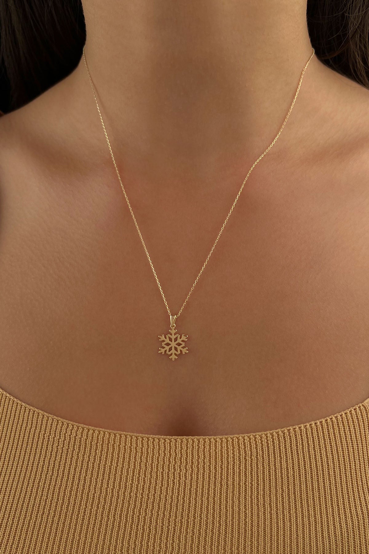 14K Gold Snowflake Necklace