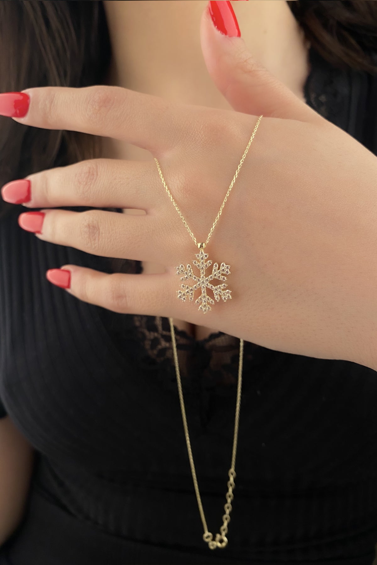 14K Gold Snowflake Necklace