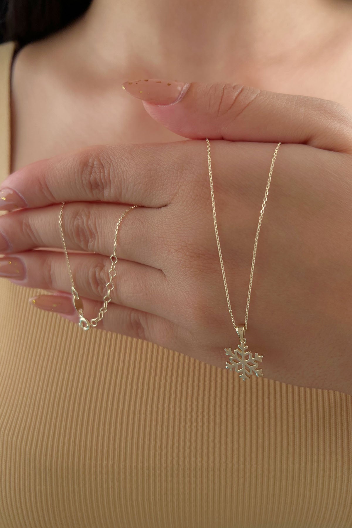14K Gold Snowflake Necklace