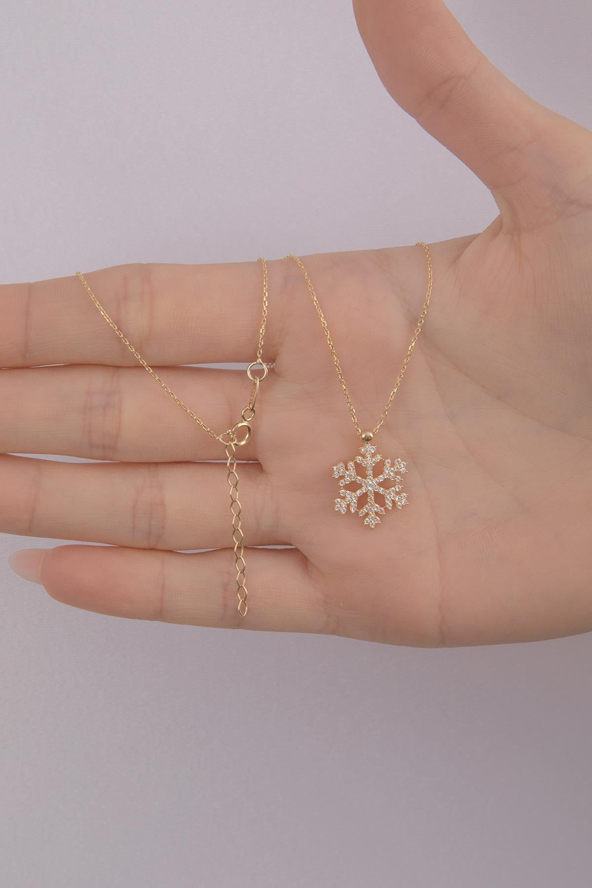 14K Gold Snowflake Necklace