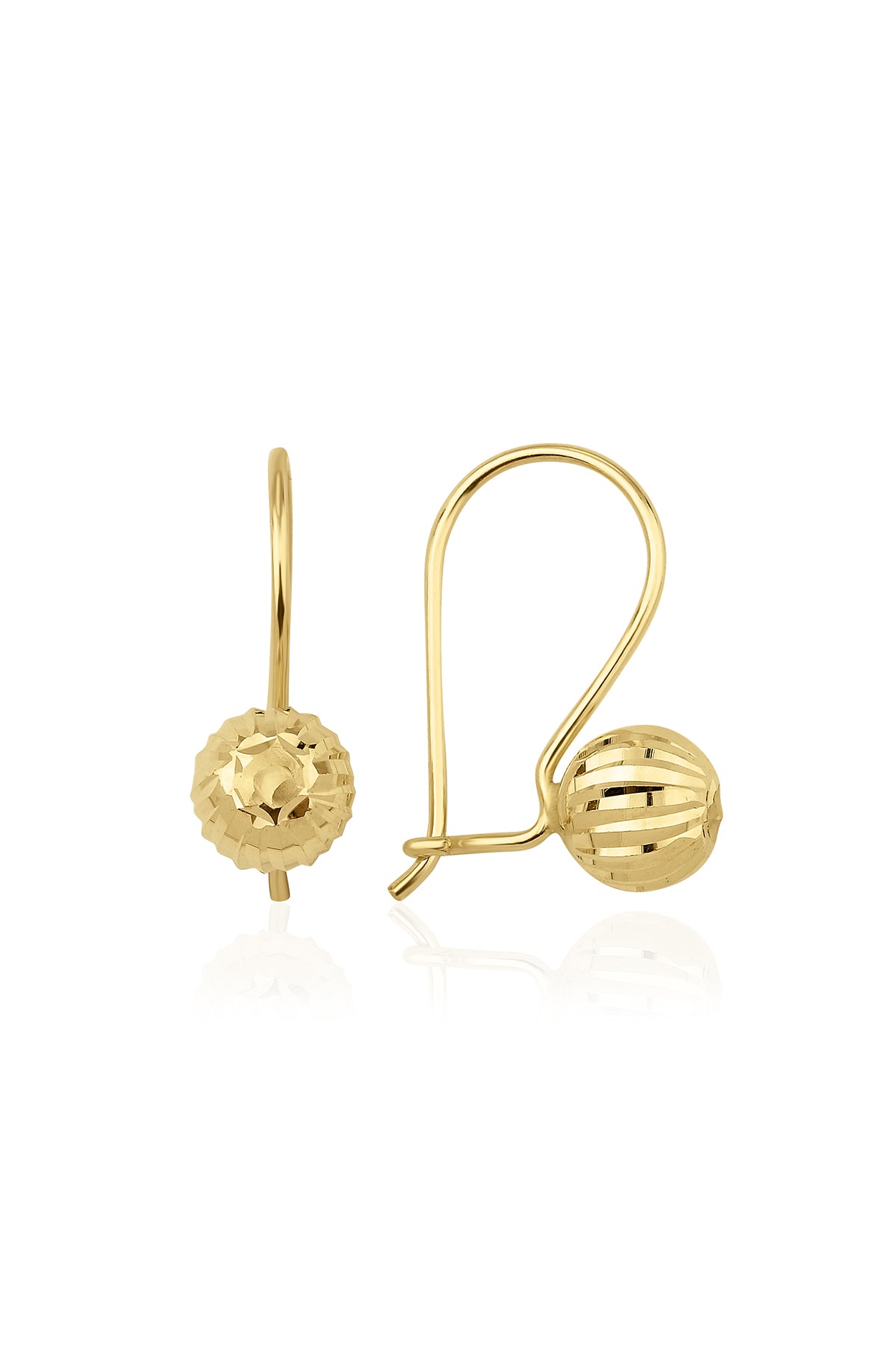 14K Gold Sparkling Ball Dangle Earrings