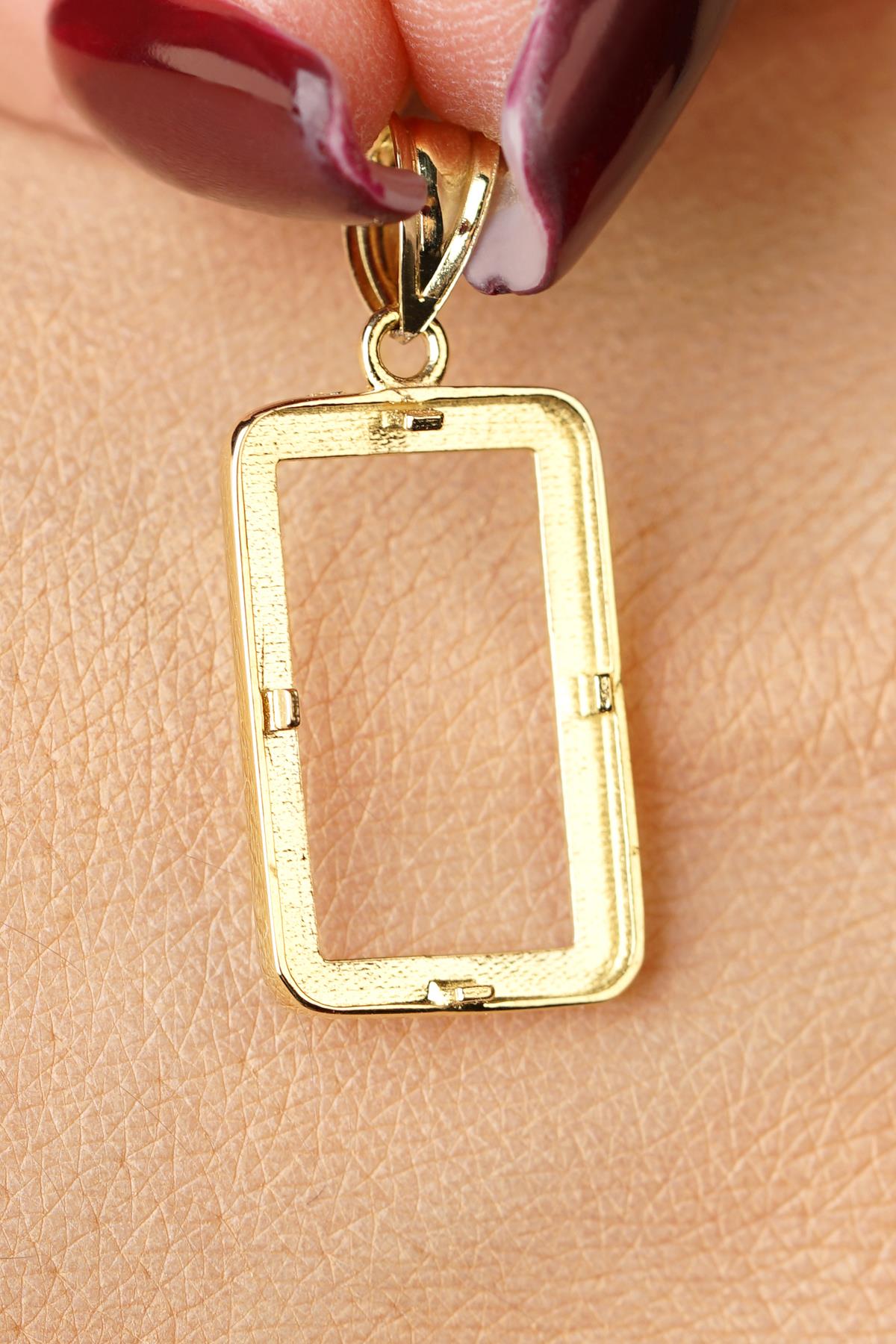 14K Gold Sparkling Gram Gold Coin Frame Pendant