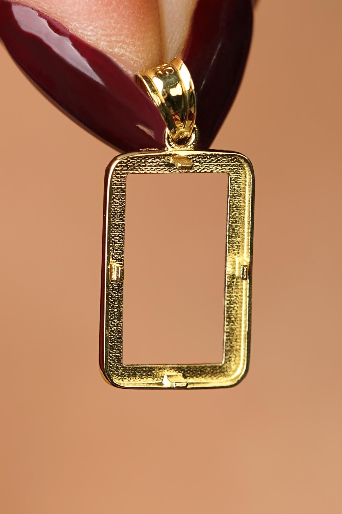 14K Solid Gold Sparkling Gram Gold Coin Frame Pendant